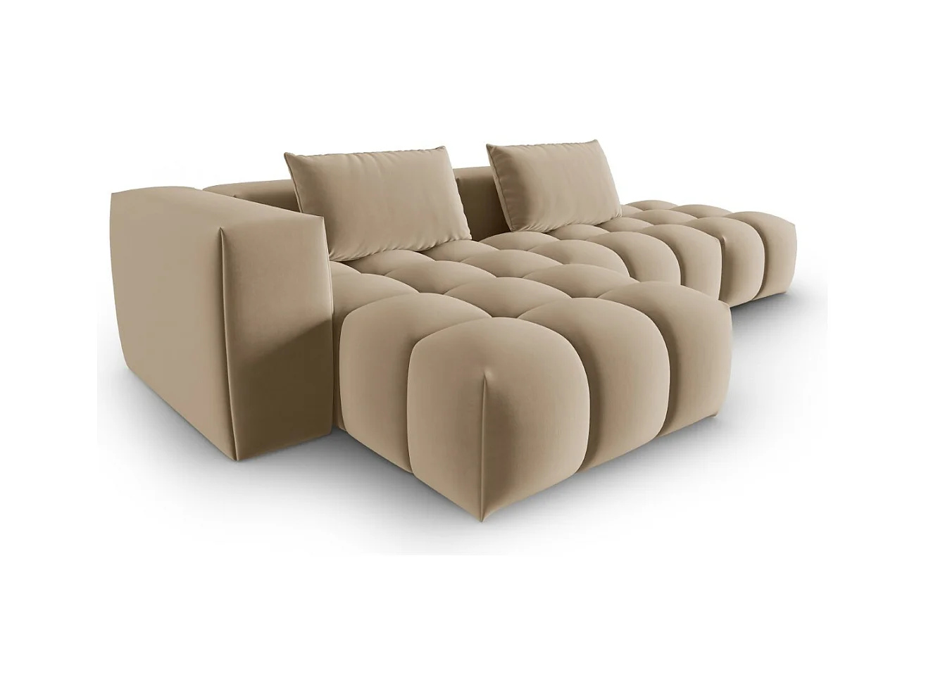 CXL by Christian Lacroix - Modulaire hoekbank links "Lorella" 4 zitplaatsen, Flueel, Zand - 265x145x70cm