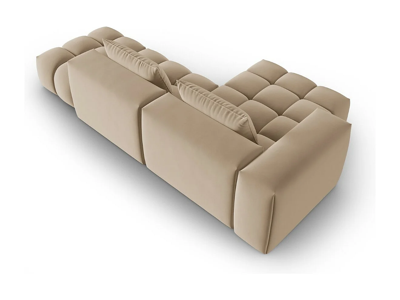 CXL by Christian Lacroix - Modulaire hoekbank links "Lorella" 4 zitplaatsen, Flueel, Zand - 265x145x70cm