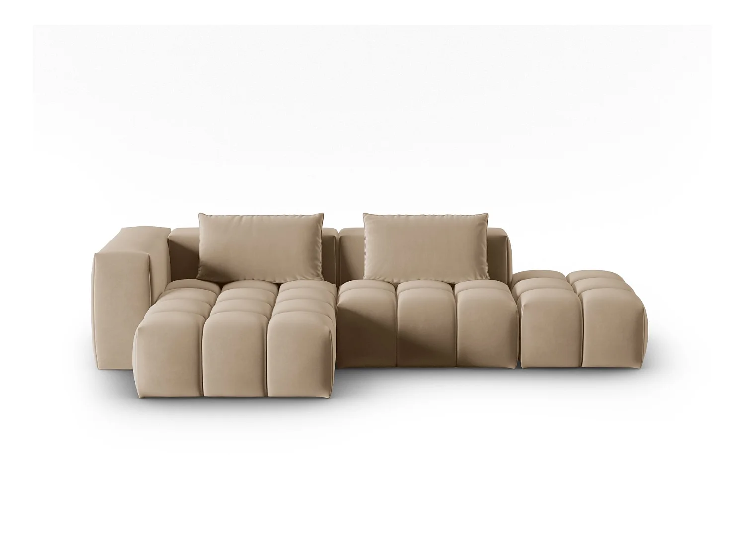 CXL by Christian Lacroix - Modulaire hoekbank links "Lorella" 4 zitplaatsen, Flueel, Zand - 265x145x70cm