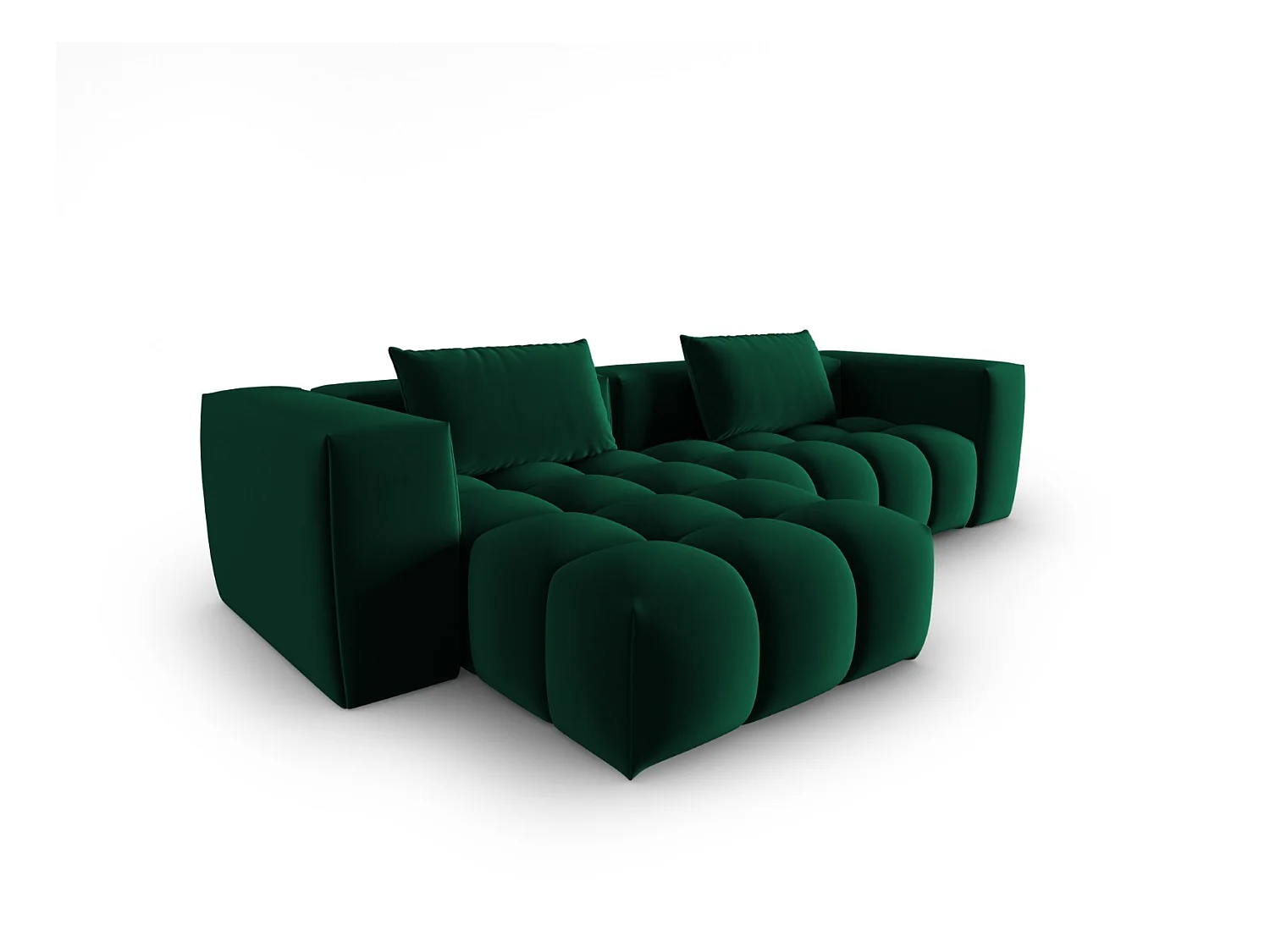 CXL by Christian Lacroix - Sofá esquinero modular izquierdo "Lorella" 3 plazas de terciopelo verde botella - 260x145x70cm