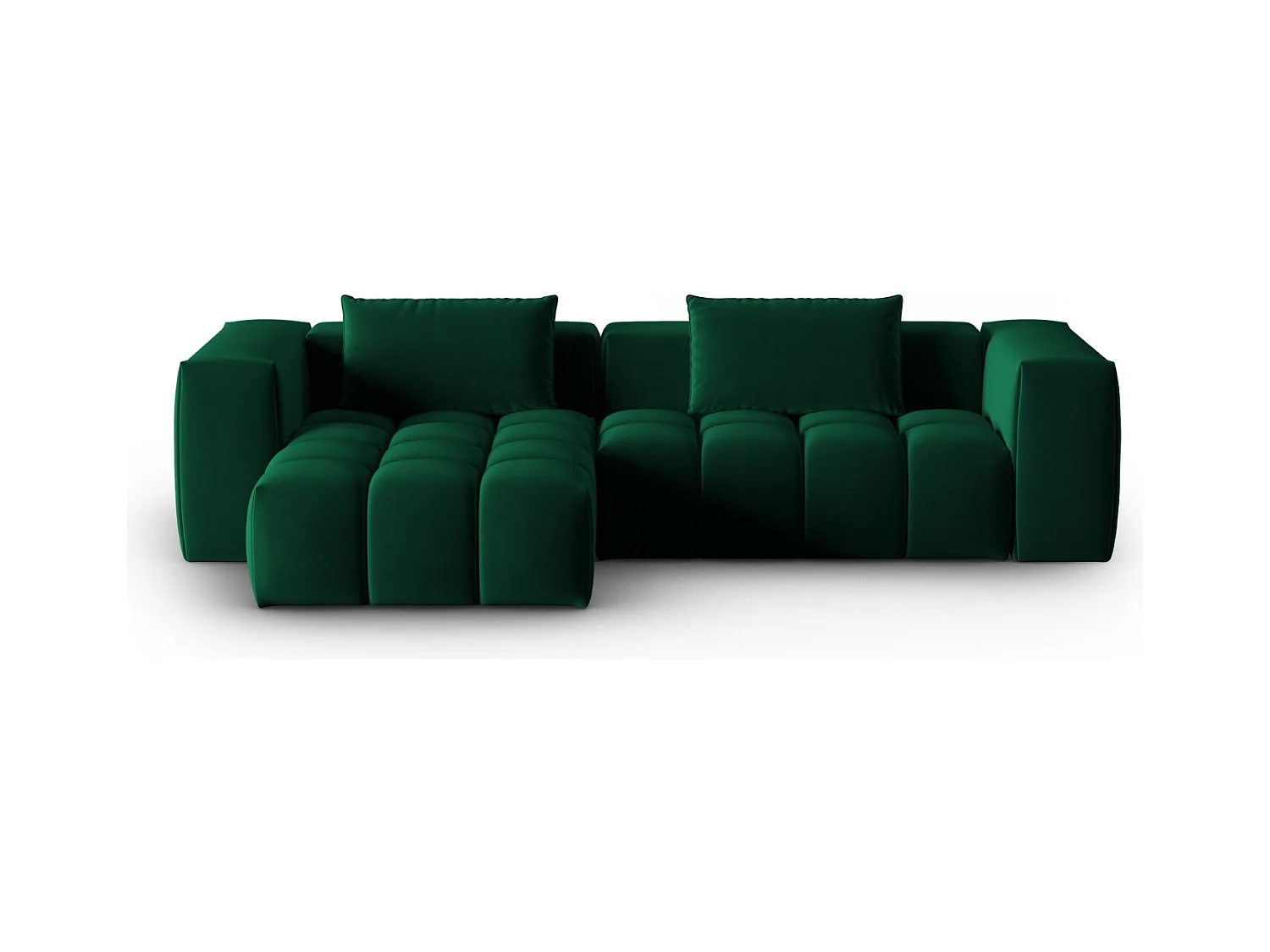 CXL by Christian Lacroix - Canapé d'angle gauche modulable "Lorella" 3 places en velours vert bouteille - 260x145x70cm