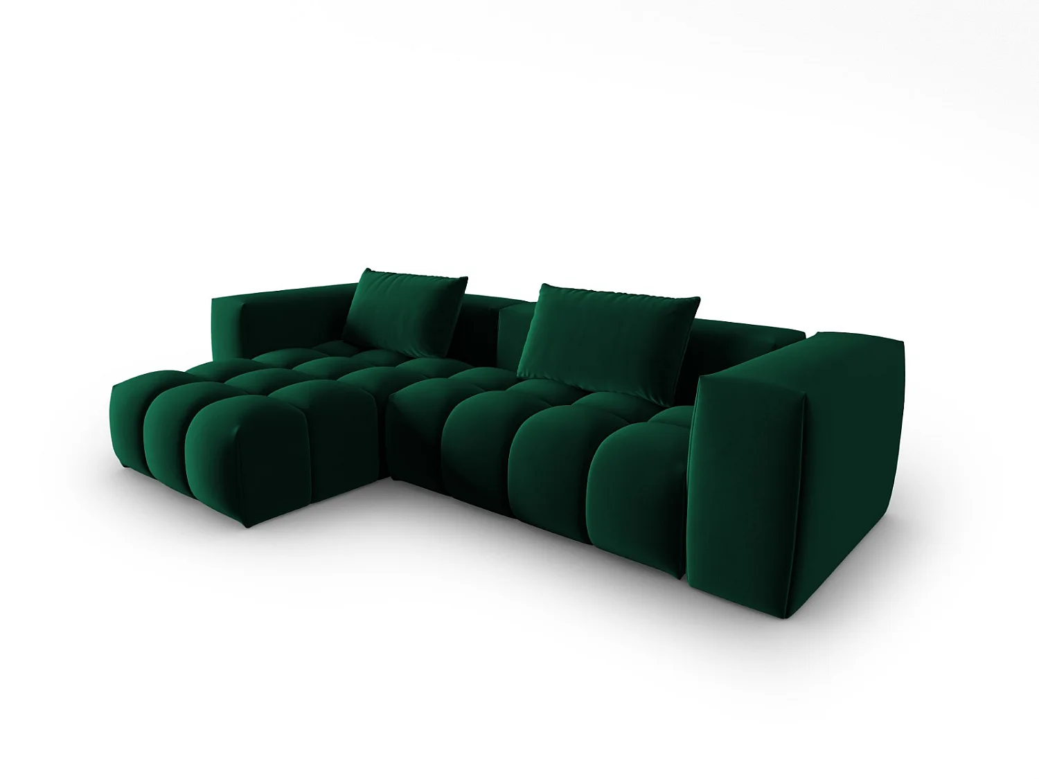 CXL by Christian Lacroix - Sofá modular de canto esquerdo "Lorella" 3 lugares em veludo verde garrafa - 260x145x70cm