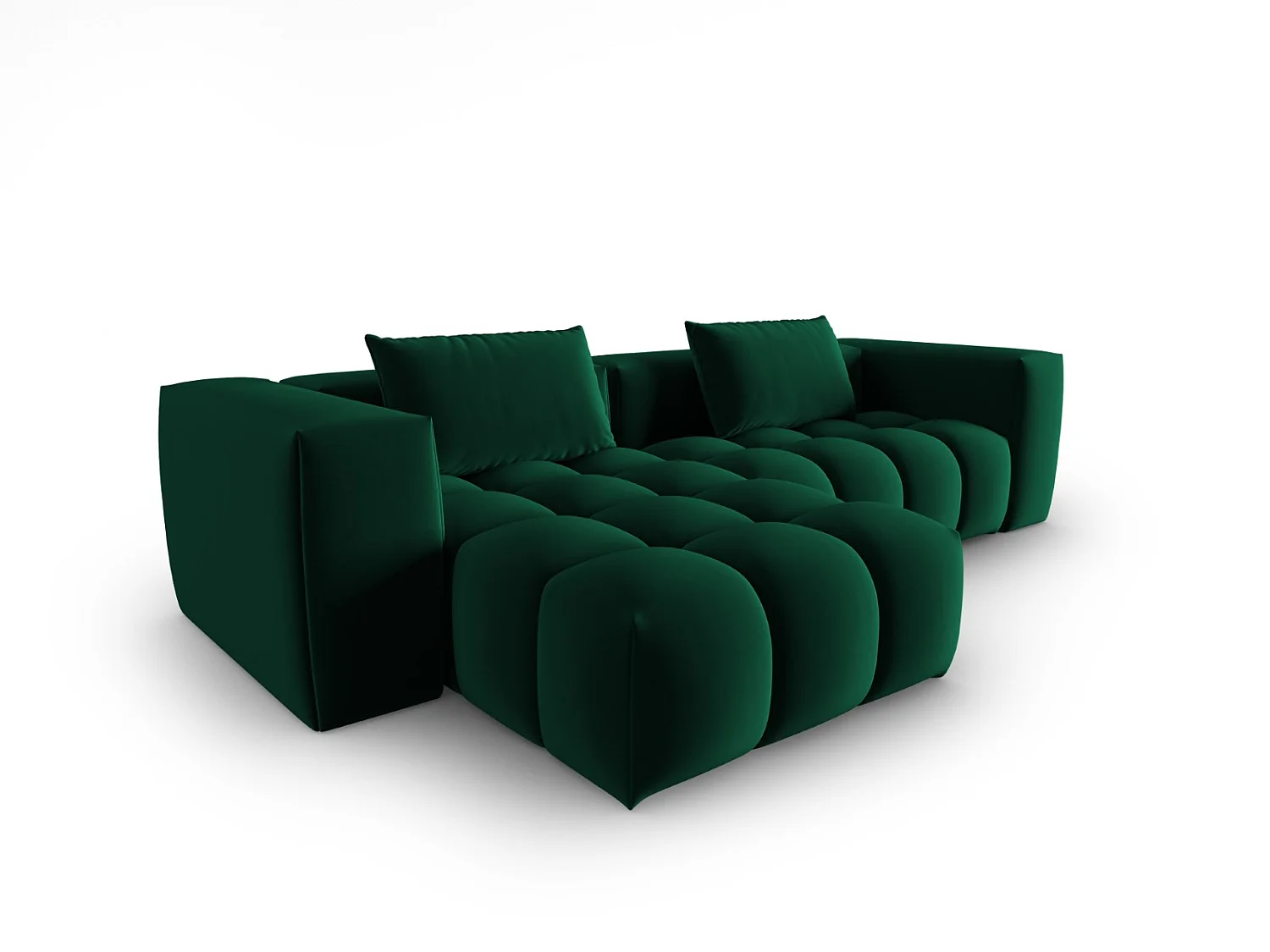 CXL by Christian Lacroix - Sofá modular de canto esquerdo "Lorella" 3 lugares em veludo verde garrafa - 260x145x70cm