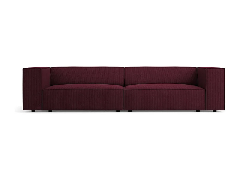 Cosmopolitan Design - Canapé "Arendal" 4 places en chenille avec un effet côtelé rubis - 244x102x70cm