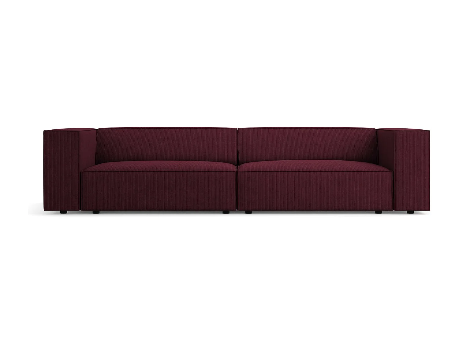 Cosmopolitan Design - 4-Sitzer Sofa "Arendal" aus Chenille-Stoff mit Rippeneffekt rubin - 244x102x70cm
