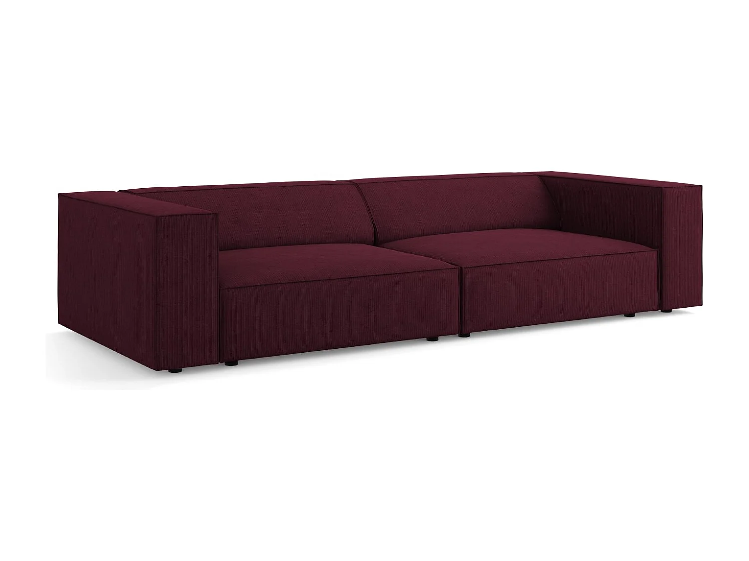 Cosmopolitan Design - 4-Sitzer Sofa "Arendal" aus Chenille-Stoff mit Rippeneffekt rubin - 244x102x70cm