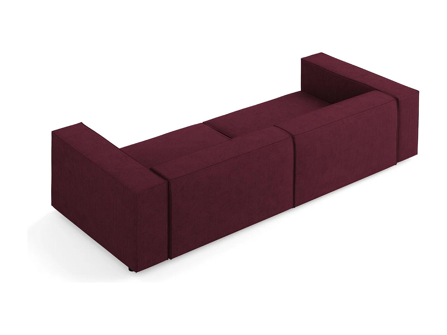 Cosmopolitan Design - 4-Sitzer Sofa "Arendal" aus Chenille-Stoff mit Rippeneffekt rubin - 244x102x70cm