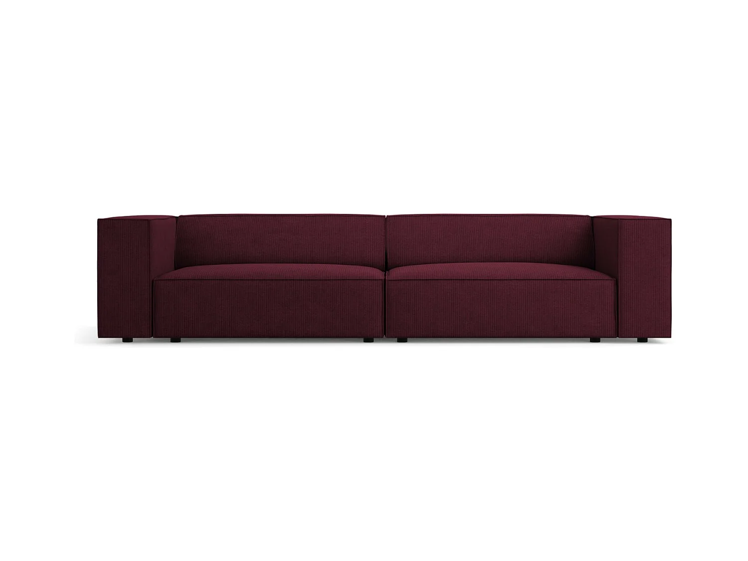 Cosmopolitan Design - Bank "Arendal" 4 zitplaatsen, Chenille met ribbeleffect, Robijn - 244x102x70cm