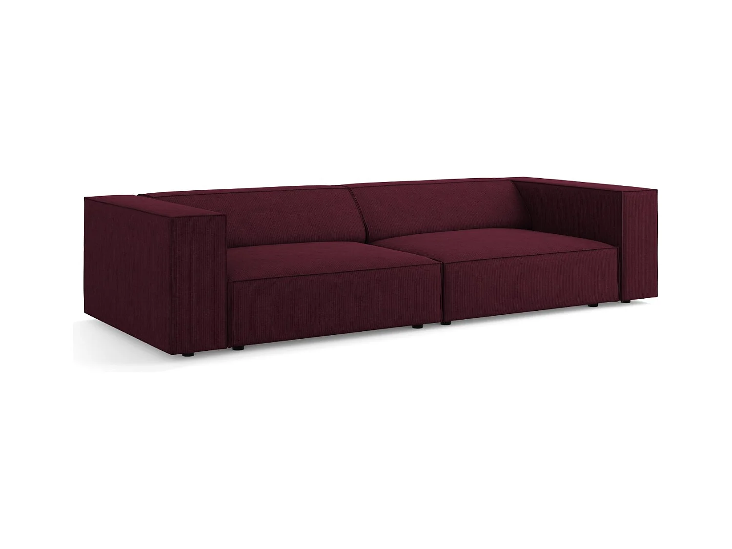 Cosmopolitan Design - Divano "Arendal" 4 posti in ciniglia con effetto a coste rubino - 244x102x70cm
