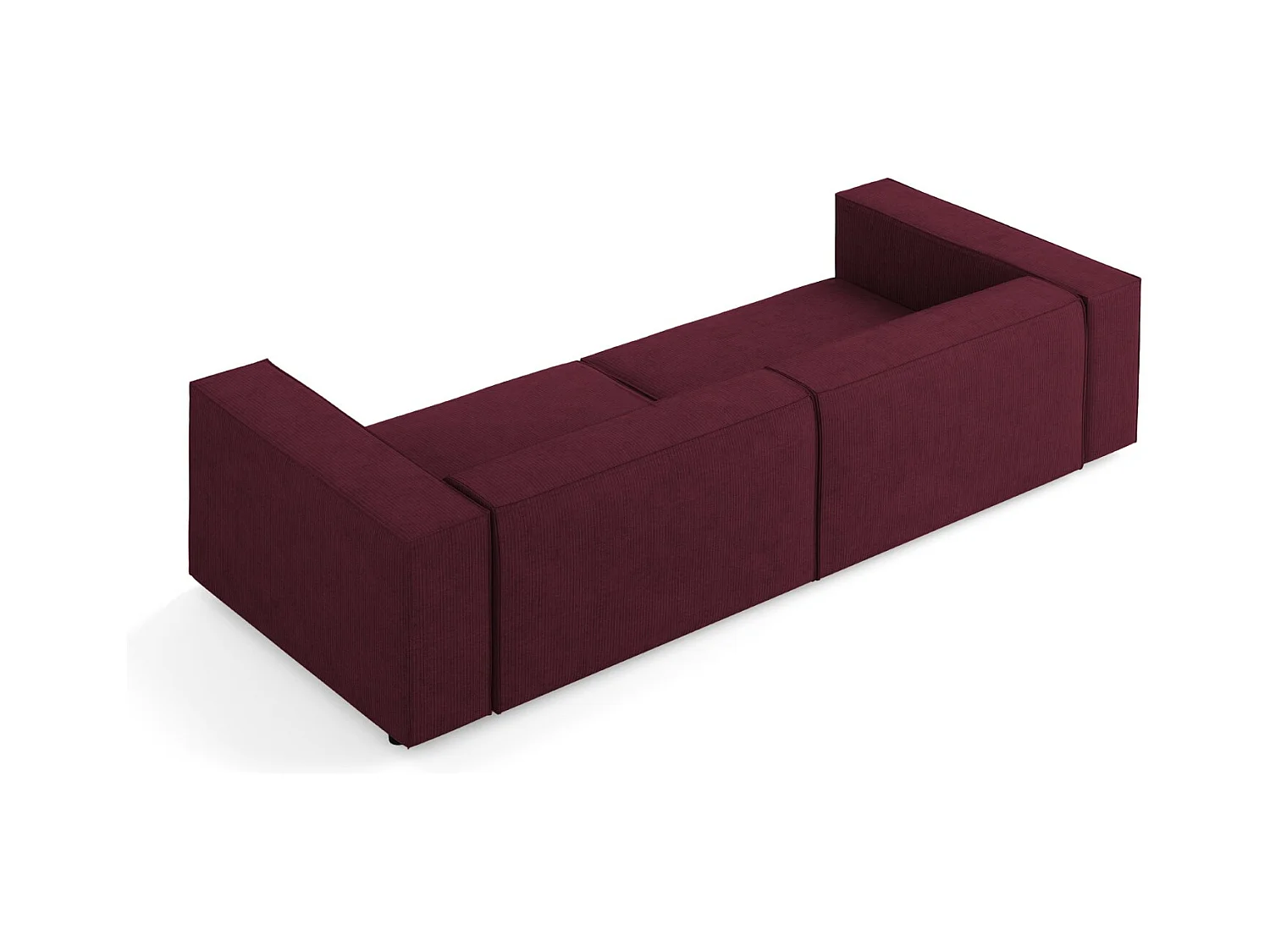Cosmopolitan Design - Divano "Arendal" 4 posti in ciniglia con effetto a coste rubino - 244x102x70cm