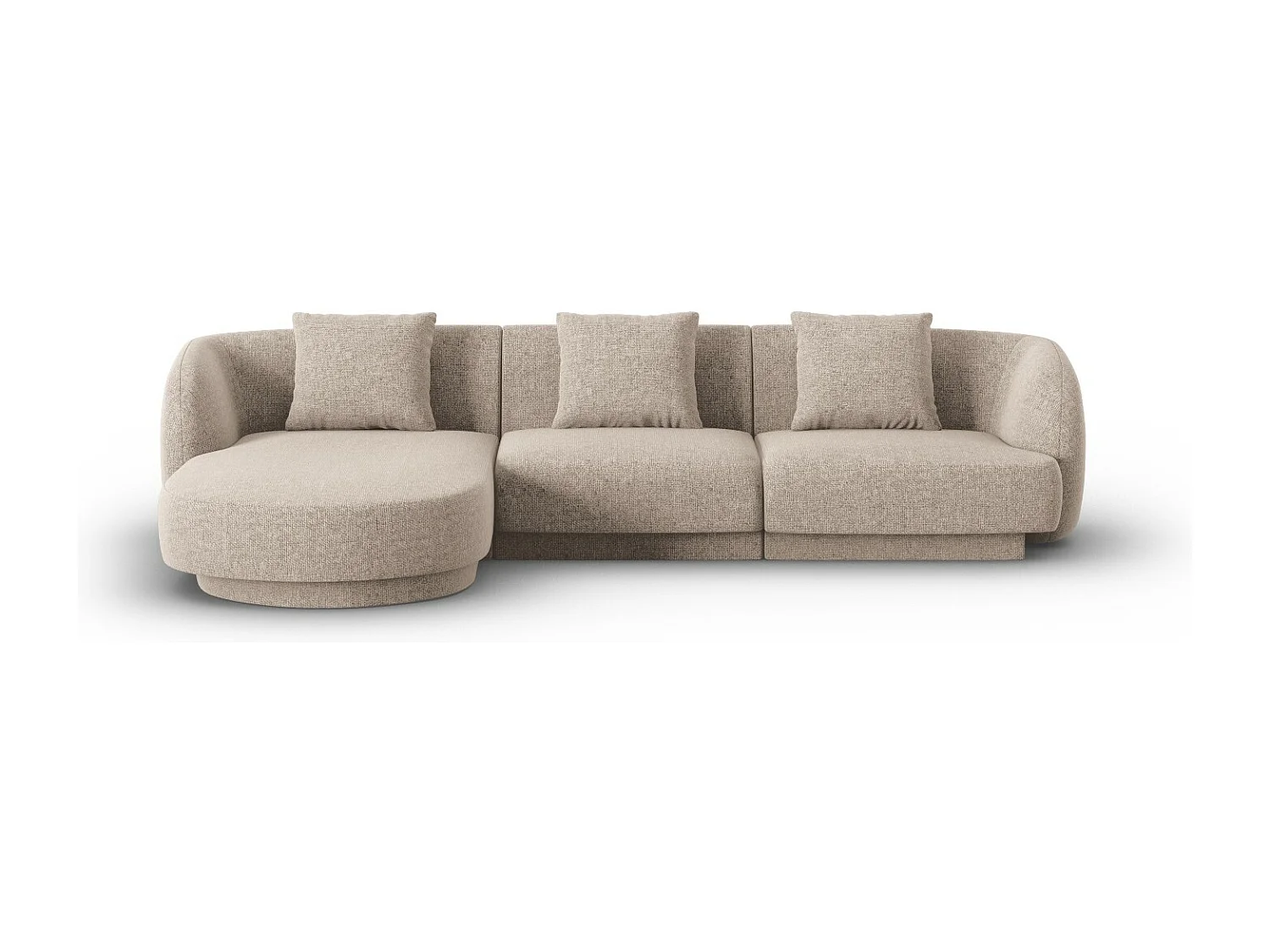 Cosmopolitan Design - Sofá de canto esquerdo "Tulum" 4 lugares em tecido chenille bege - 255x156x70cm