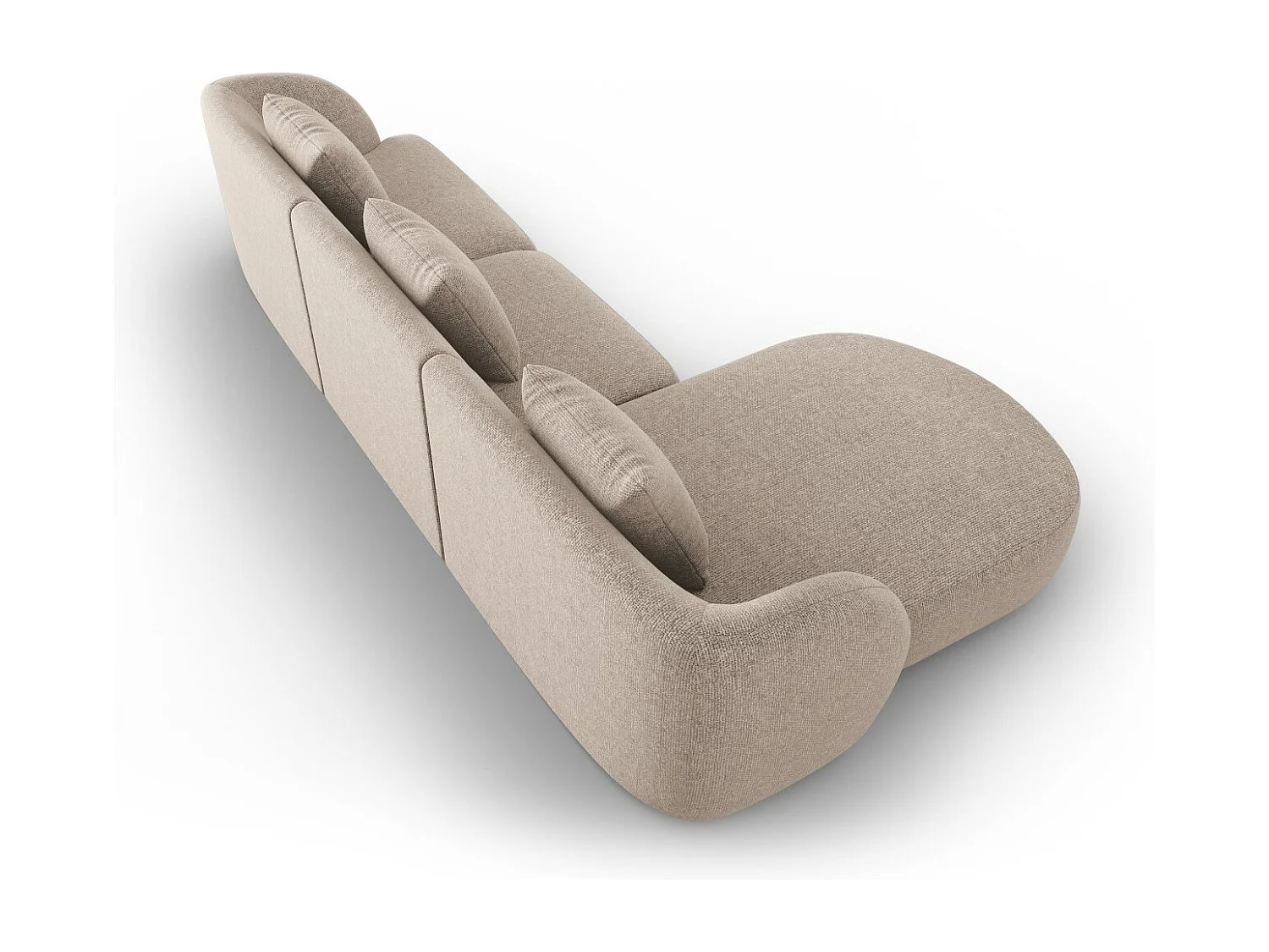 Cosmopolitan Design - Sofá de canto esquerdo "Tulum" 4 lugares em tecido chenille bege - 255x156x70cm