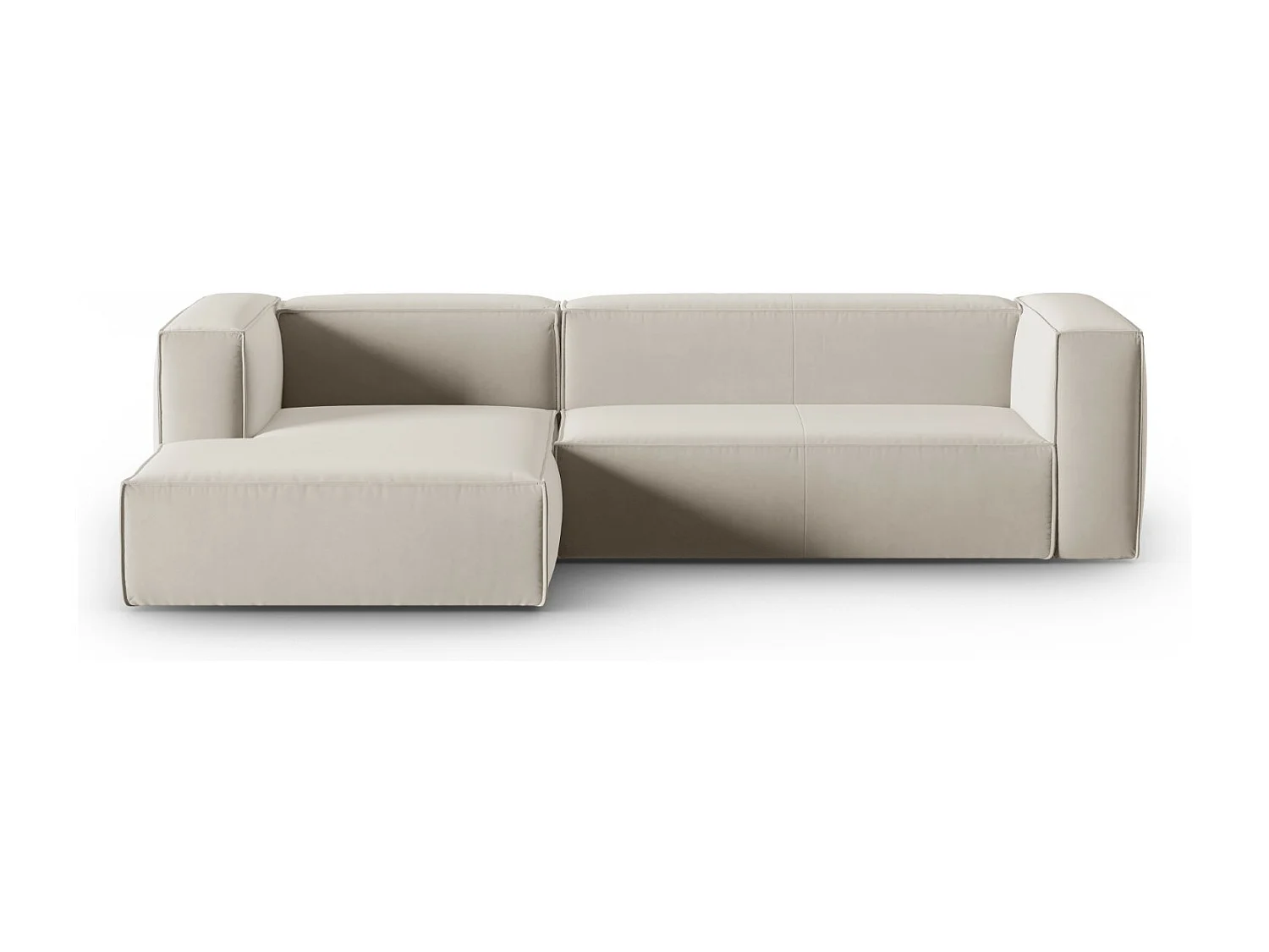 Cosmopolitan Design - 4-Sitzer Ecksofa links "Mackay" aus Samt Ecru - 282x166x73cm