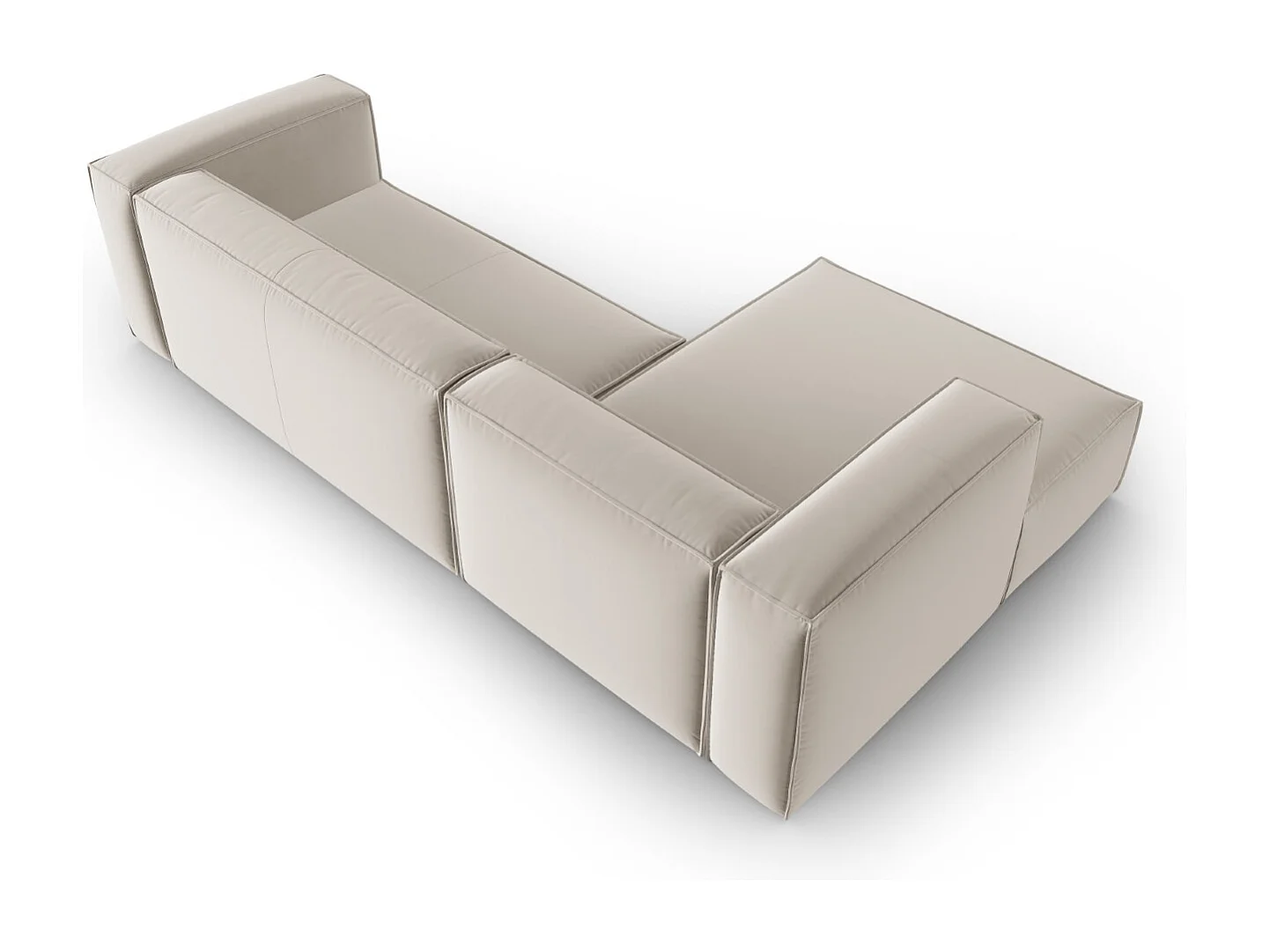 Cosmopolitan Design - 4-Sitzer Ecksofa links "Mackay" aus Samt Ecru - 282x166x73cm