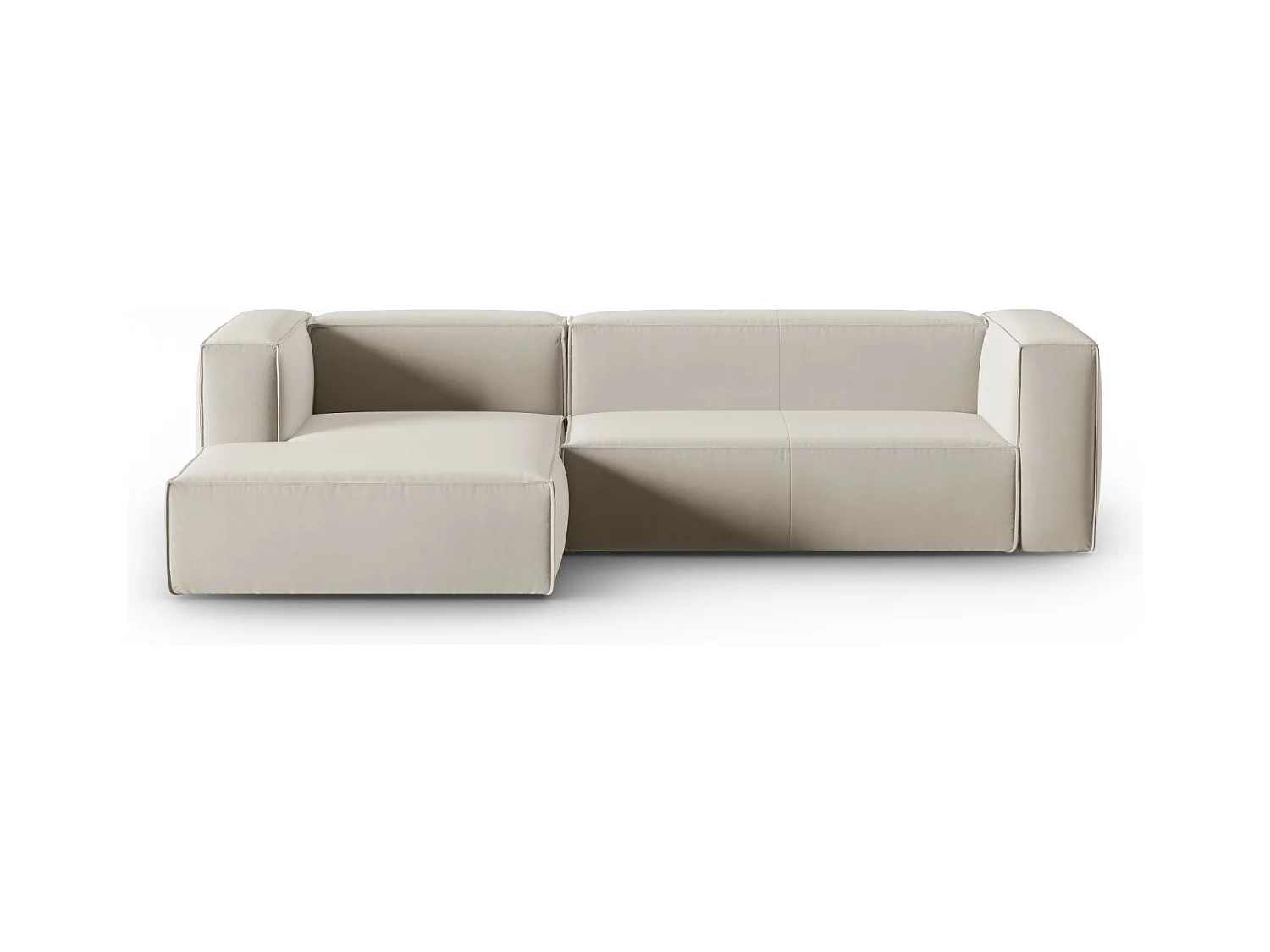 Cosmopolitan Design - Canapé d'angle gauche "Mackay" 4 places en velours écru - 282x166x73cm