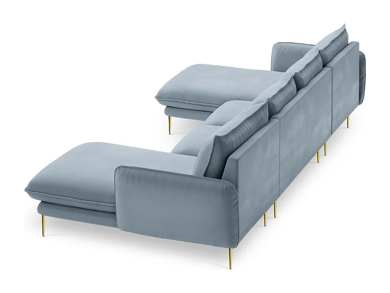 Cosmopolitan Design - 6-Sitzer Panoramasofa "Vienna" aus Samt hellblau - 350x170x95cm