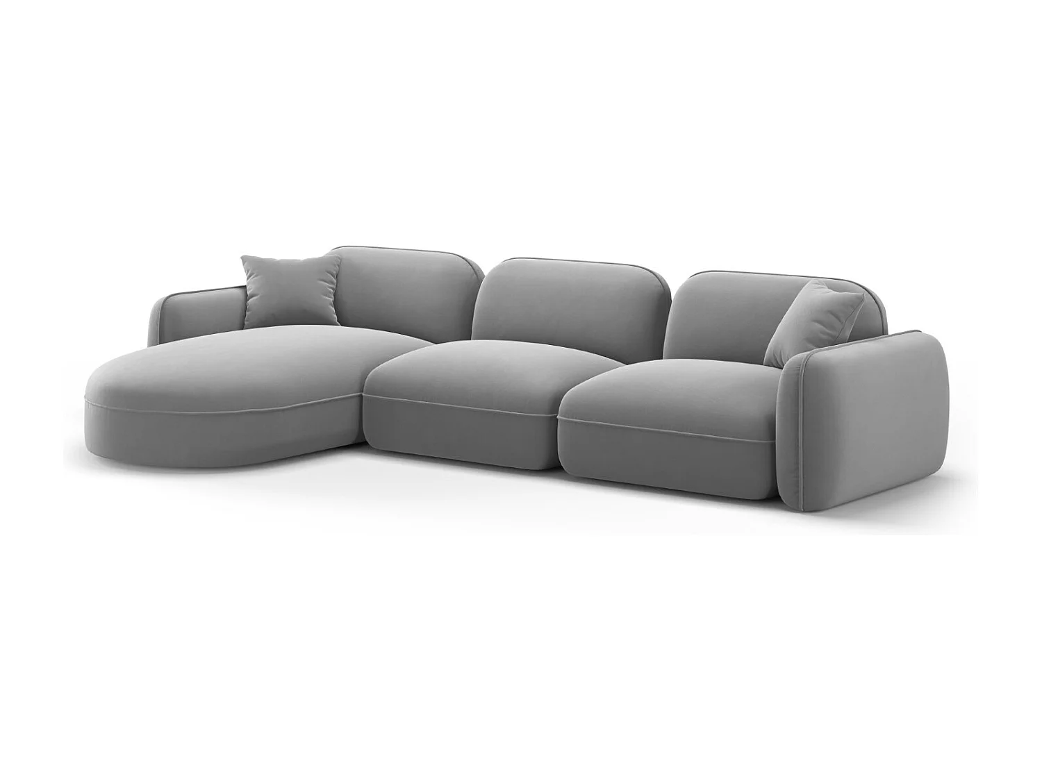 CXL by Christian Lacroix - Divano angolare modulare sinistro "Lucien" 4 posti in velluto grigio chiaro - 320x165x70cm