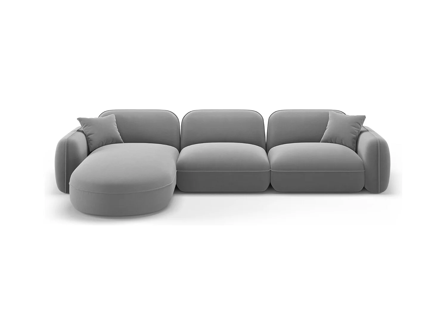 CXL by Christian Lacroix - Modulaire hoekbank links "Lucien" 4 zitplaatsen, Flueel, Lichtgrijs - 320x165x70cm