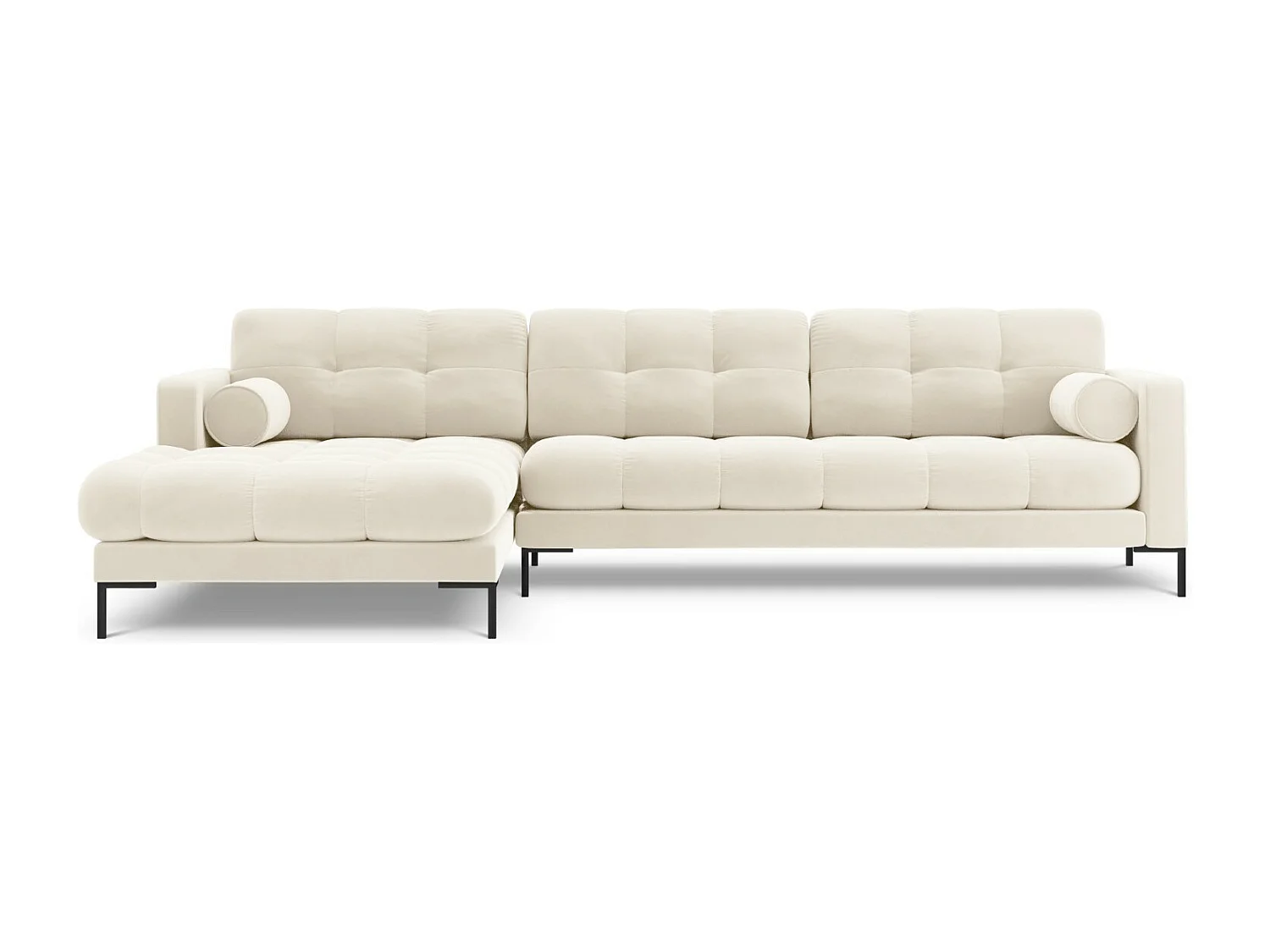 Cosmopolitan Design - Sofá de canto esquerdo "Bali" 5 lugares em veludo bege claro - 293x185x75cm