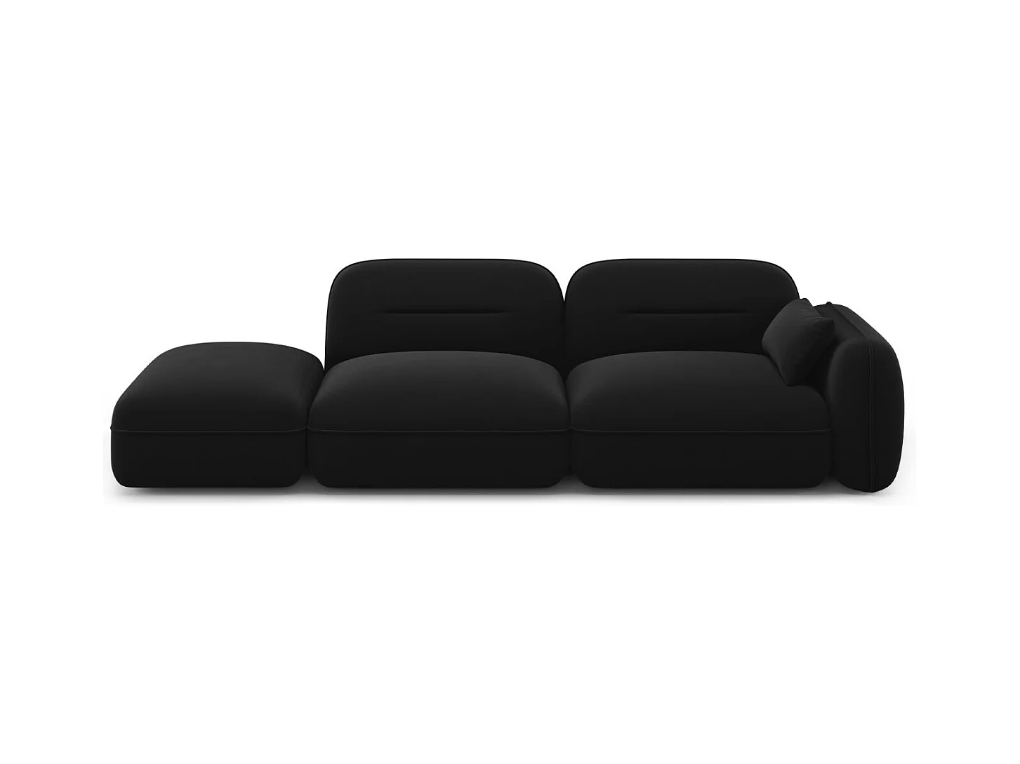 Cosmopolitan Design - Linker modulaire bank "Sydney" 3 zitplaatsen, Flueel, Zwart - 295x90x70cm