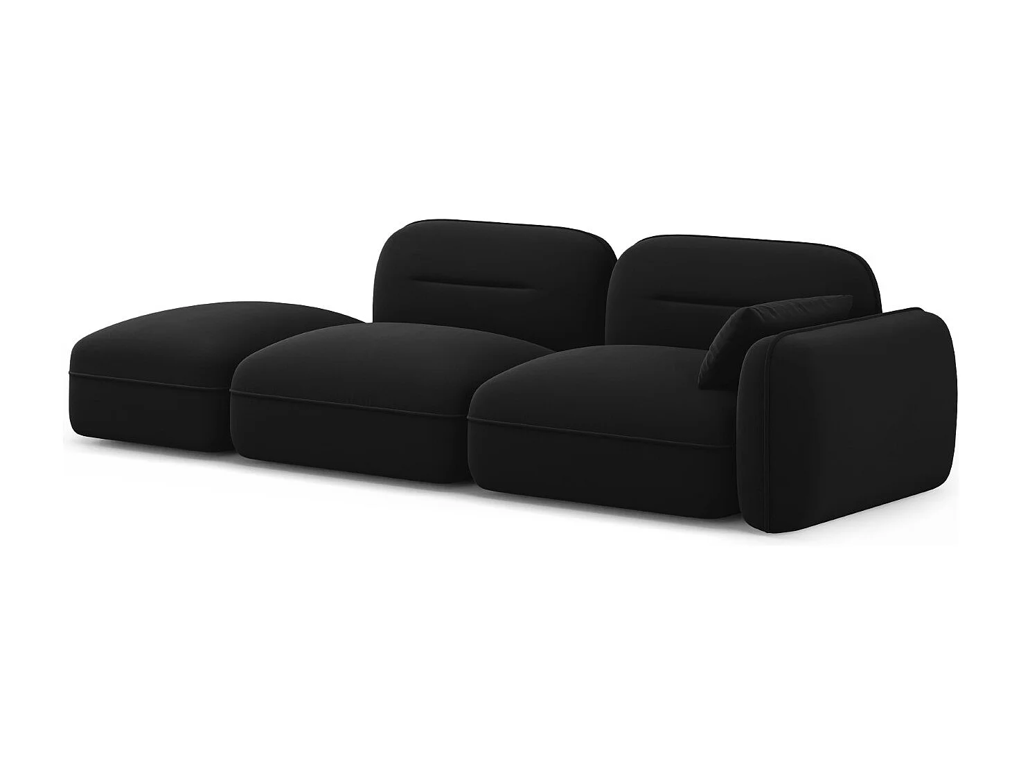 Cosmopolitan Design - Canapé modulable gauche "Sydney" 3 places en velours noir - 295x90x70cm