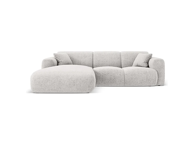 Cosmopolitan Design - 4-Sitzer Ecksofa links "Nolio" aus Chenille-Stoff hellgrau - 260x170x72cm