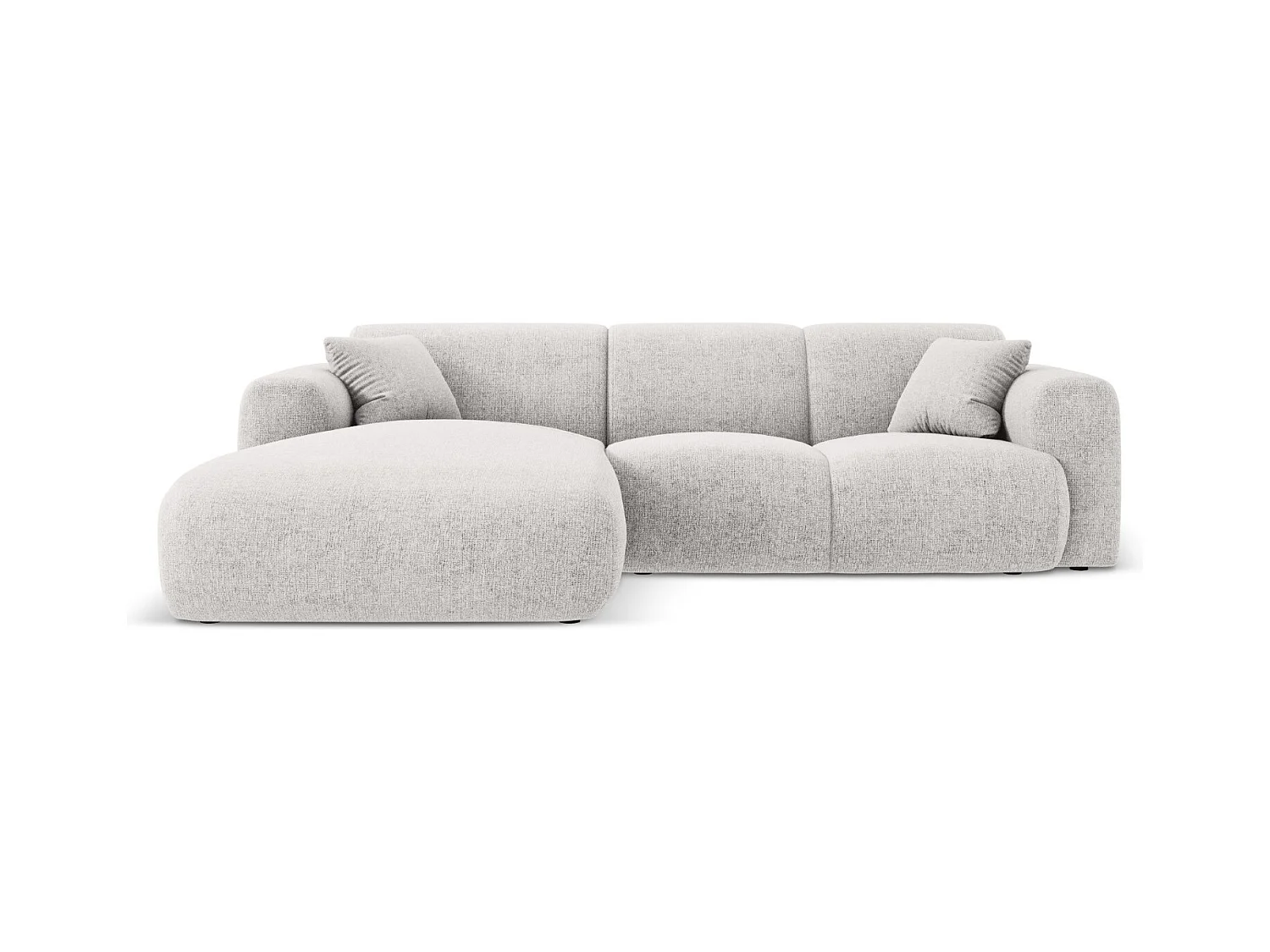Cosmopolitan Design - Canapé d'angle gauche "Nolio" 4 places en chenille gris clair - 260x170x72cm