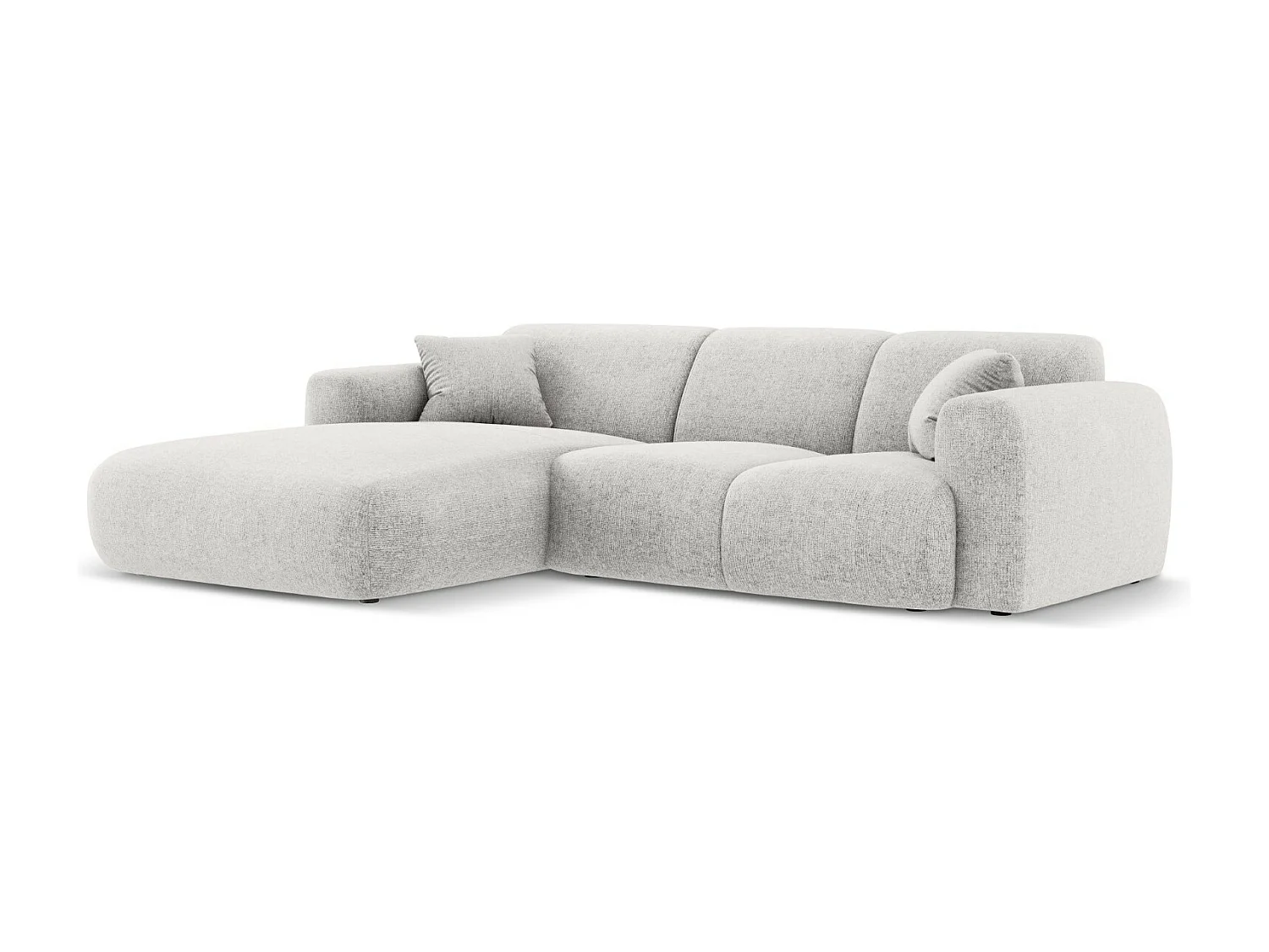 Cosmopolitan Design - Sofá de canto esquerdo "Nolio" 4 lugares em tecido chenille cinza claro - 260x170x72cm