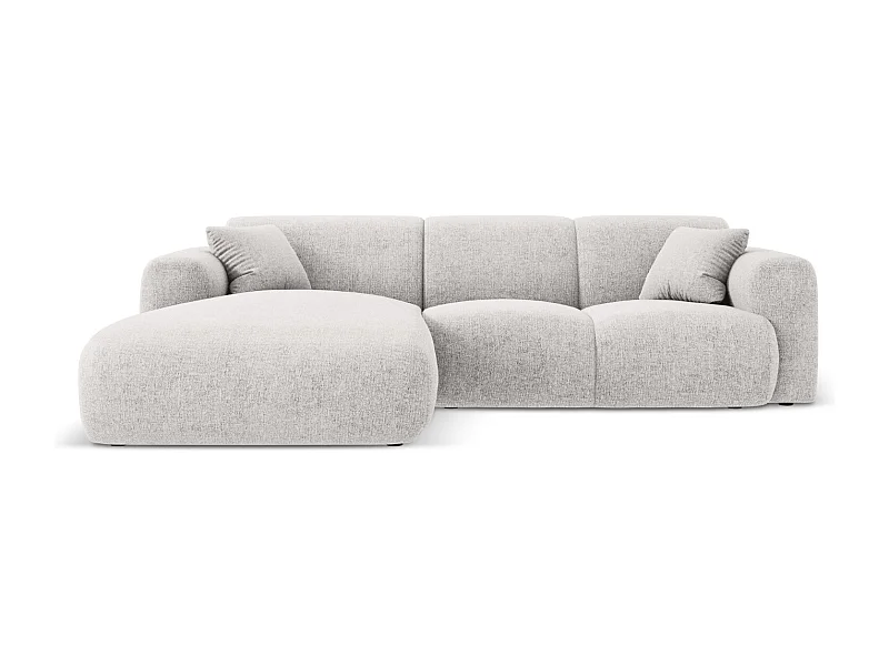 Cosmopolitan Design - Divano angolare sinistro "Nolio" 4 posti in ciniglia grigio chiaro - 260x170x72cm