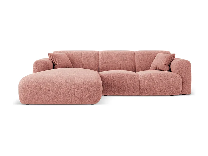 Cosmopolitan Design - Sofá de canto esquerdo "Nolio" 4 lugares em tecido chenille rosa - 260x170x72cm