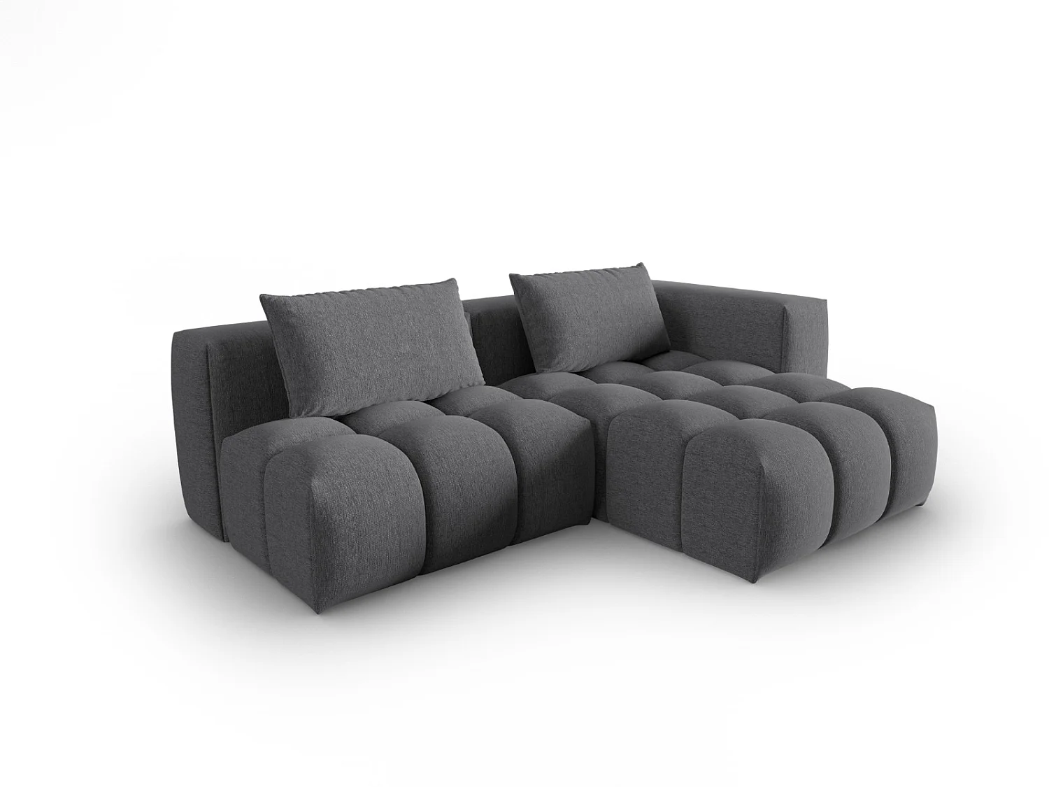 CXL by Christian Lacroix - 3-Sitzer modulares Ecksofa rechts "Lorella" Sitzer aus strukturiertem Stoff grau - 205x145x70cm