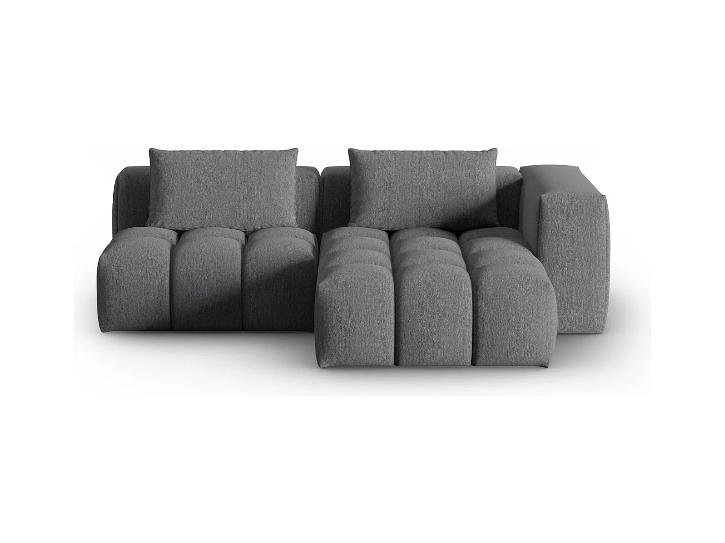 CXL by Christian Lacroix - Canapé d'angle droit modulable "Lorella" 3 places en tissu structurel gris - 205x145x70cm