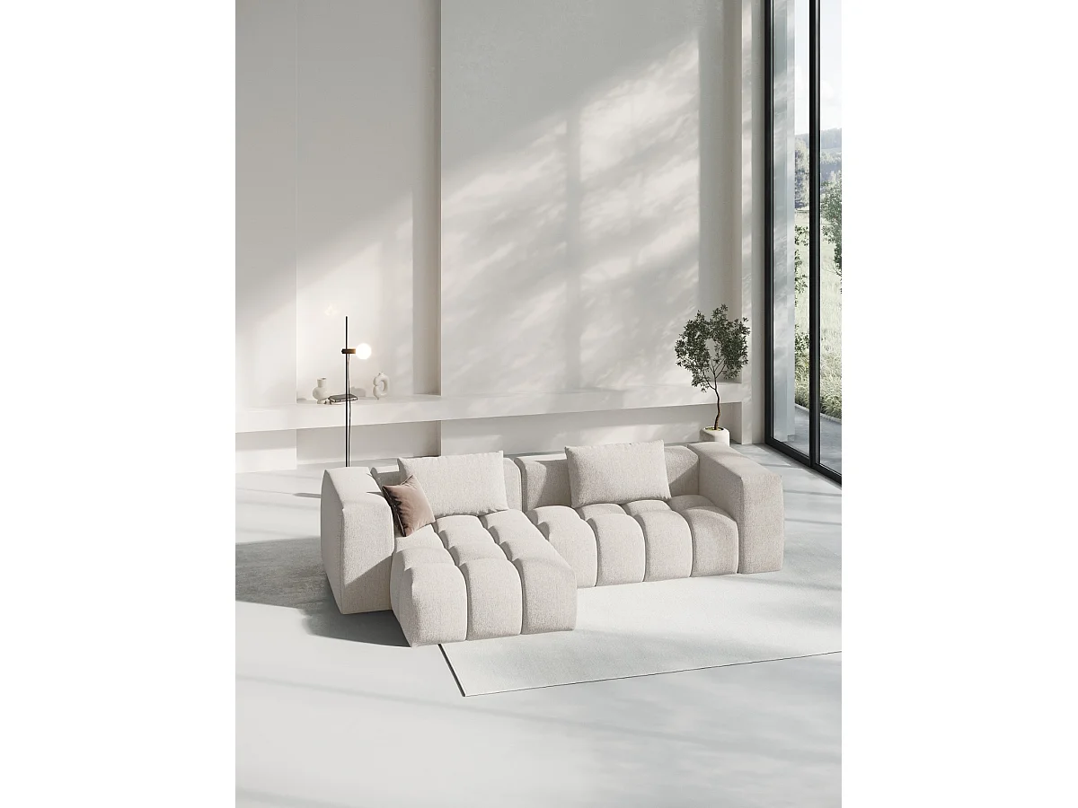 CXL by Christian Lacroix - Sofá esquinero modular izquierdo "Lorella" 3 plazas de tejido estructural beige - 260x145x70cm
