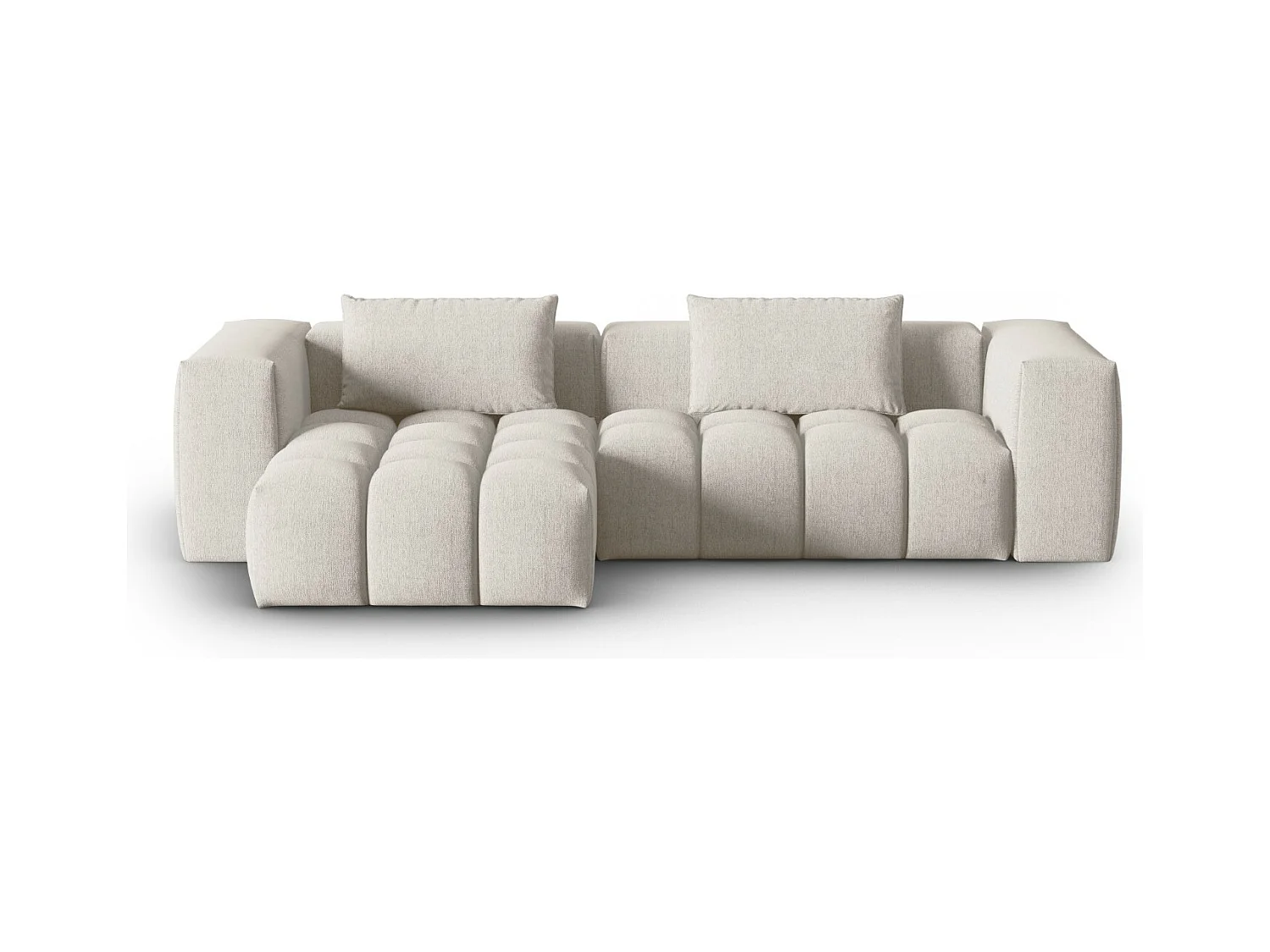 CXL by Christian Lacroix - Modulaire hoekbank links "Lorella" 3 zitplaatsen, Structurele stof, Beige - 260x145x70cm