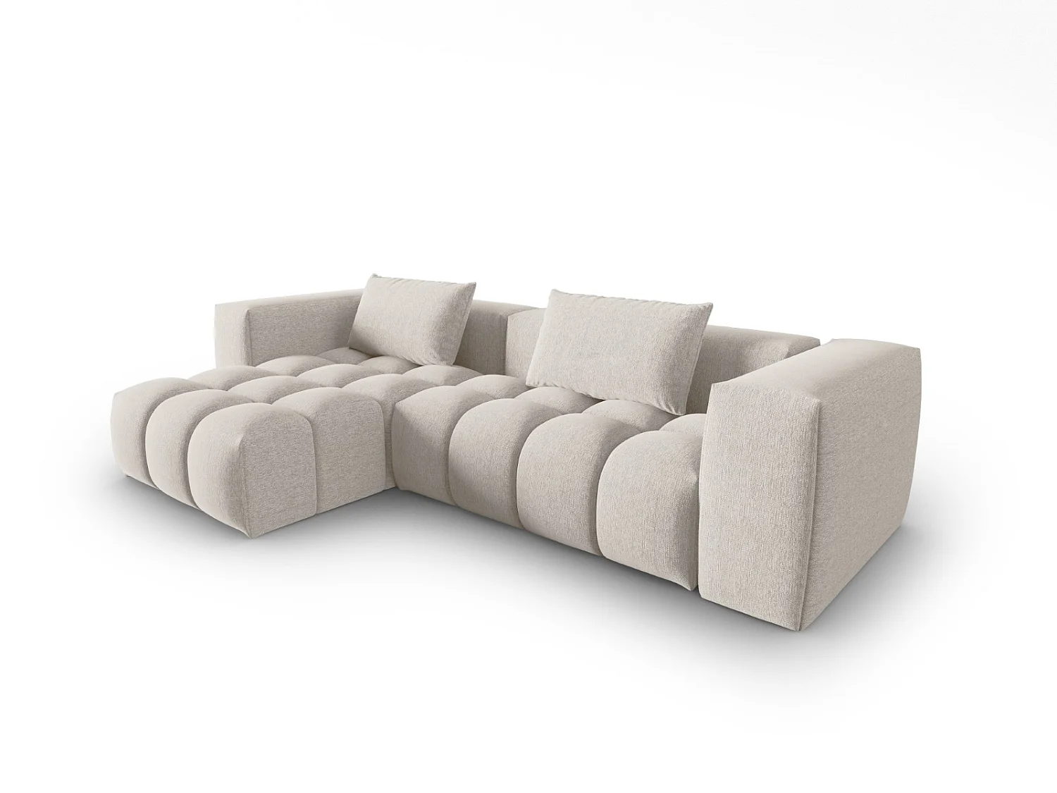 CXL by Christian Lacroix - Sofá modular de canto esquerdo "Lorella" 3 lugares em tecido estrutural bege - 260x145x70cm