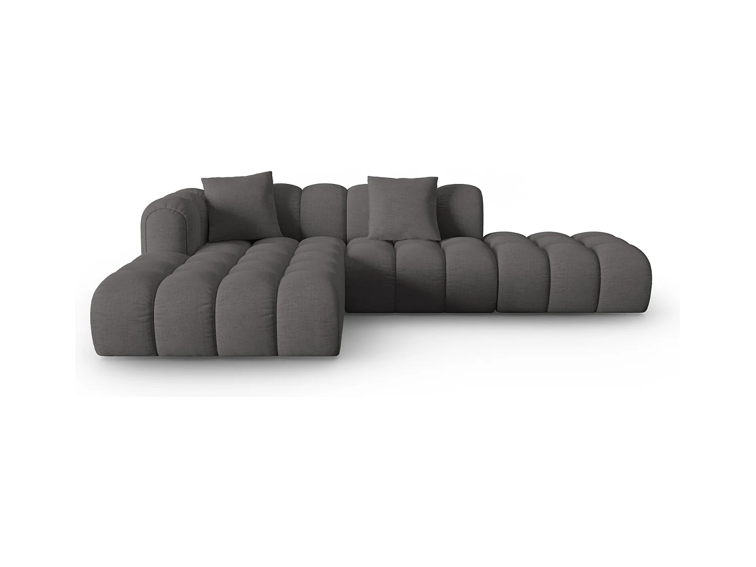CXL by Christian Lacroix - Canapé d'angle gauche modulable "Clotilde" 4 places en tissu structurel gris - 309x190x70cm