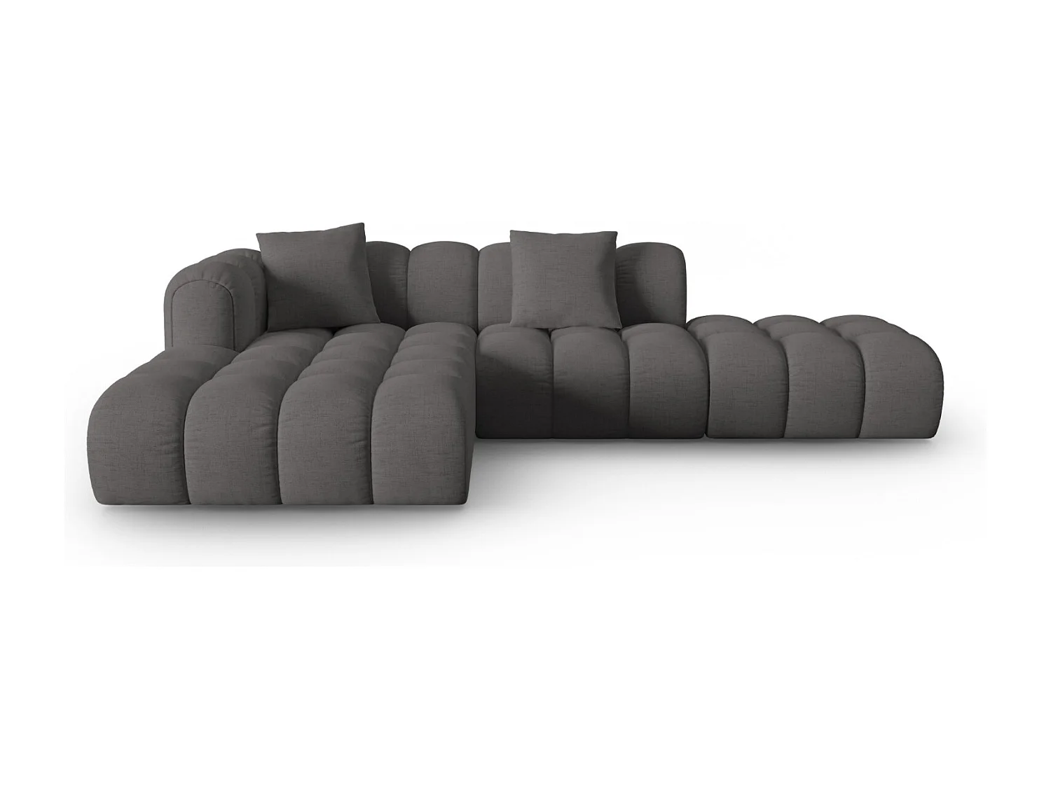 CXL by Christian Lacroix - Canapé d'angle gauche modulable "Clotilde" 4 places en tissu structurel gris - 309x190x70cm