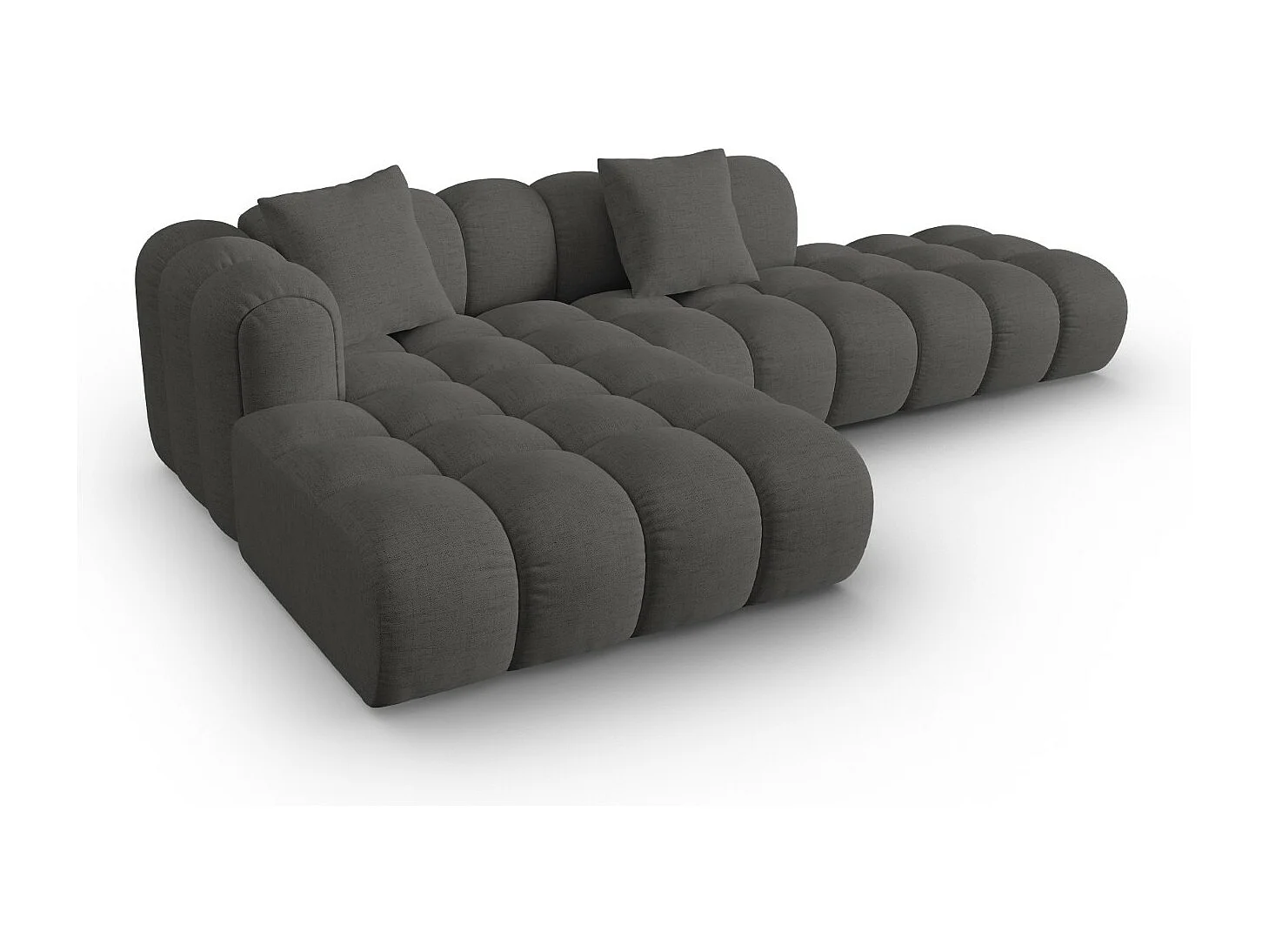 CXL by Christian Lacroix - Canapé d'angle gauche modulable "Clotilde" 4 places en tissu structurel gris - 309x190x70cm