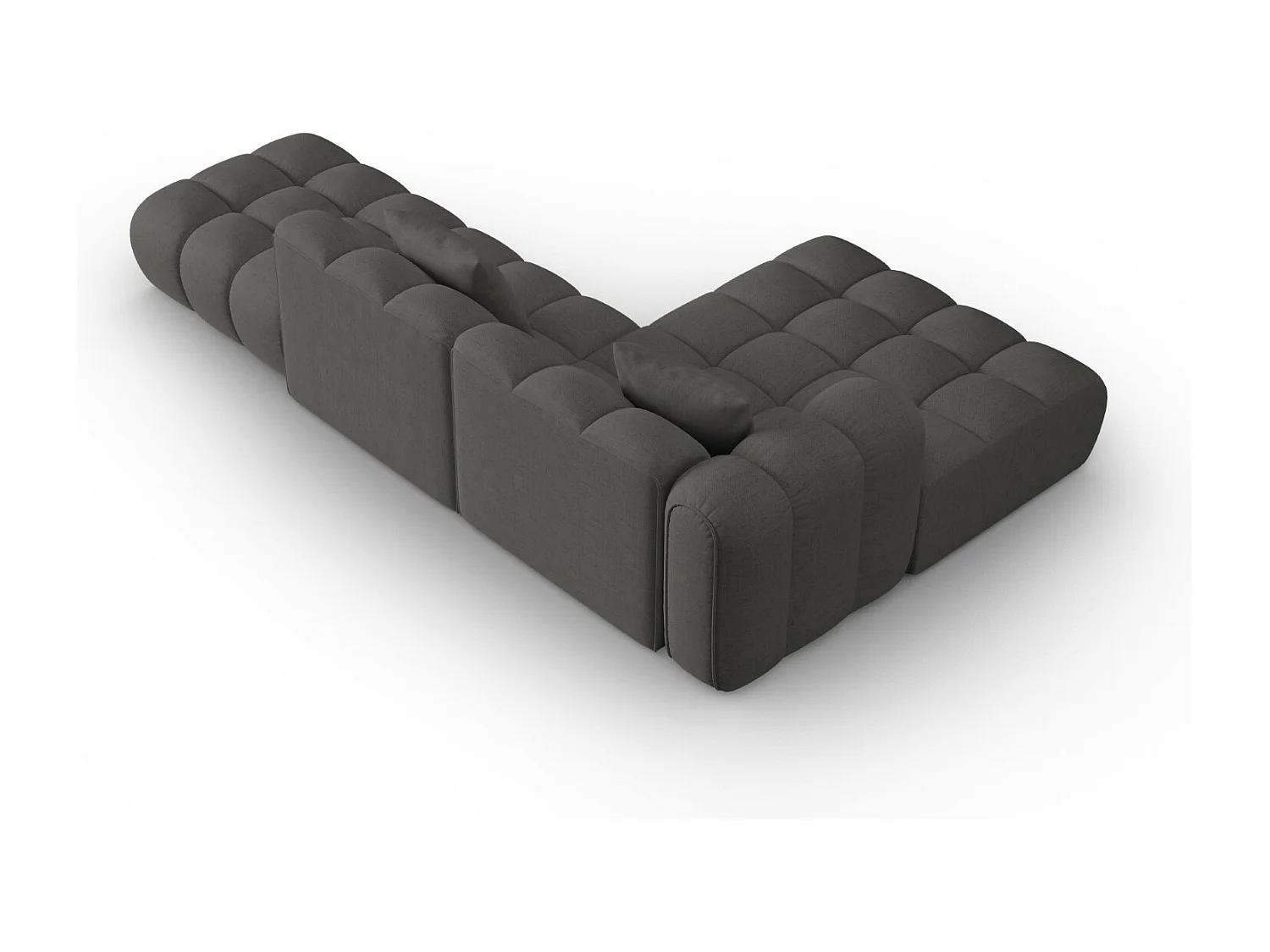 CXL by Christian Lacroix - Canapé d'angle gauche modulable "Clotilde" 4 places en tissu structurel gris - 309x190x70cm