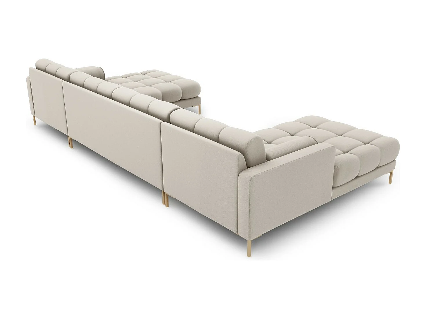 Cosmopolitan Design - Panoramische bank "Bali" 7 zitplaatsen, Structurele stof, Beige - 383x185x75cm