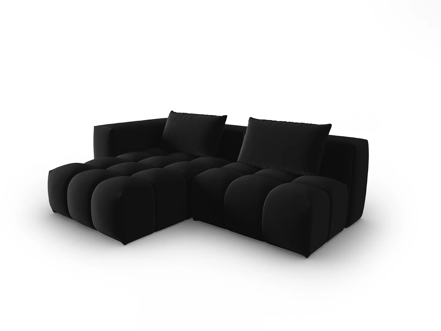 CXL by Christian Lacroix - Sofá esquinero modular izquierdo "Lorella" 3 plazas de terciopelo negro - 205x145x70cm