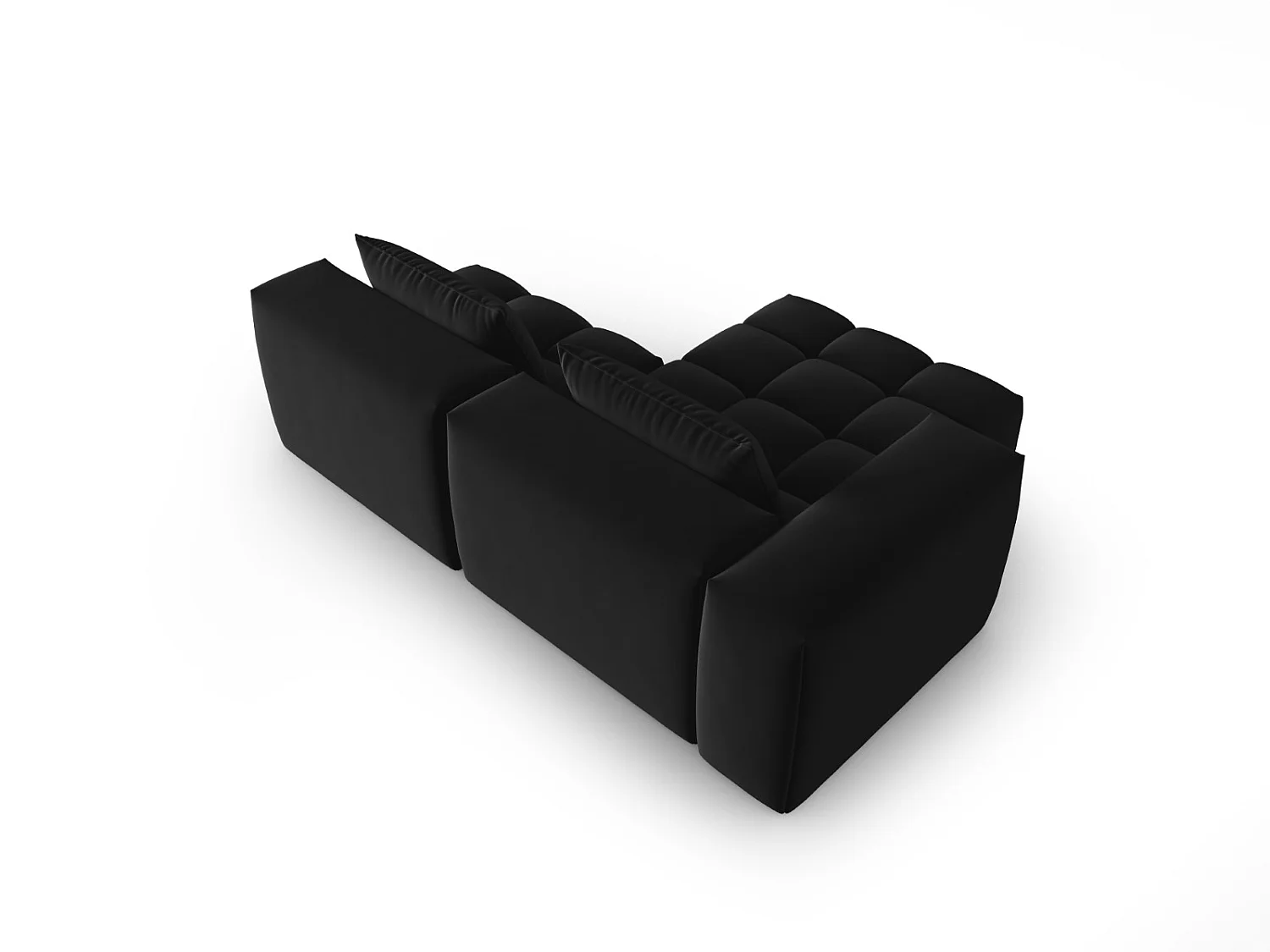 CXL by Christian Lacroix - Sofá esquinero modular izquierdo "Lorella" 3 plazas de terciopelo negro - 205x145x70cm