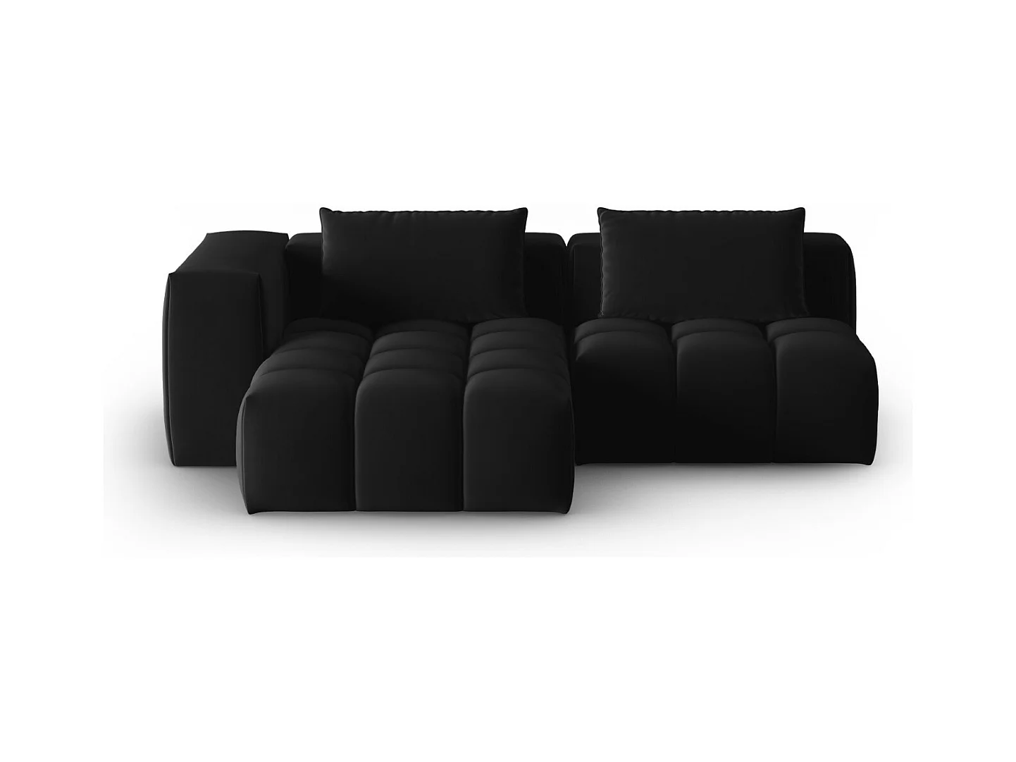 CXL by Christian Lacroix - Canapé d'angle gauche modulable "Lorella" 3 places en velours noir - 205x145x70cm