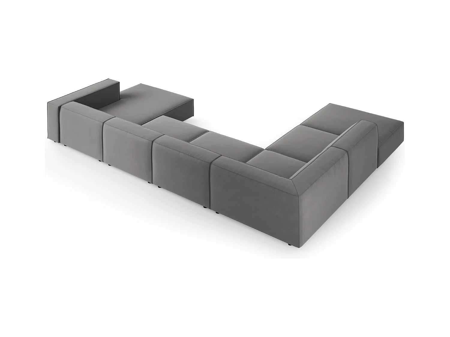 Cosmopolitan Design - 7-Sitzer Panoramasofa links "Arendal" aus Samt betonfarben - 364x262x70cm