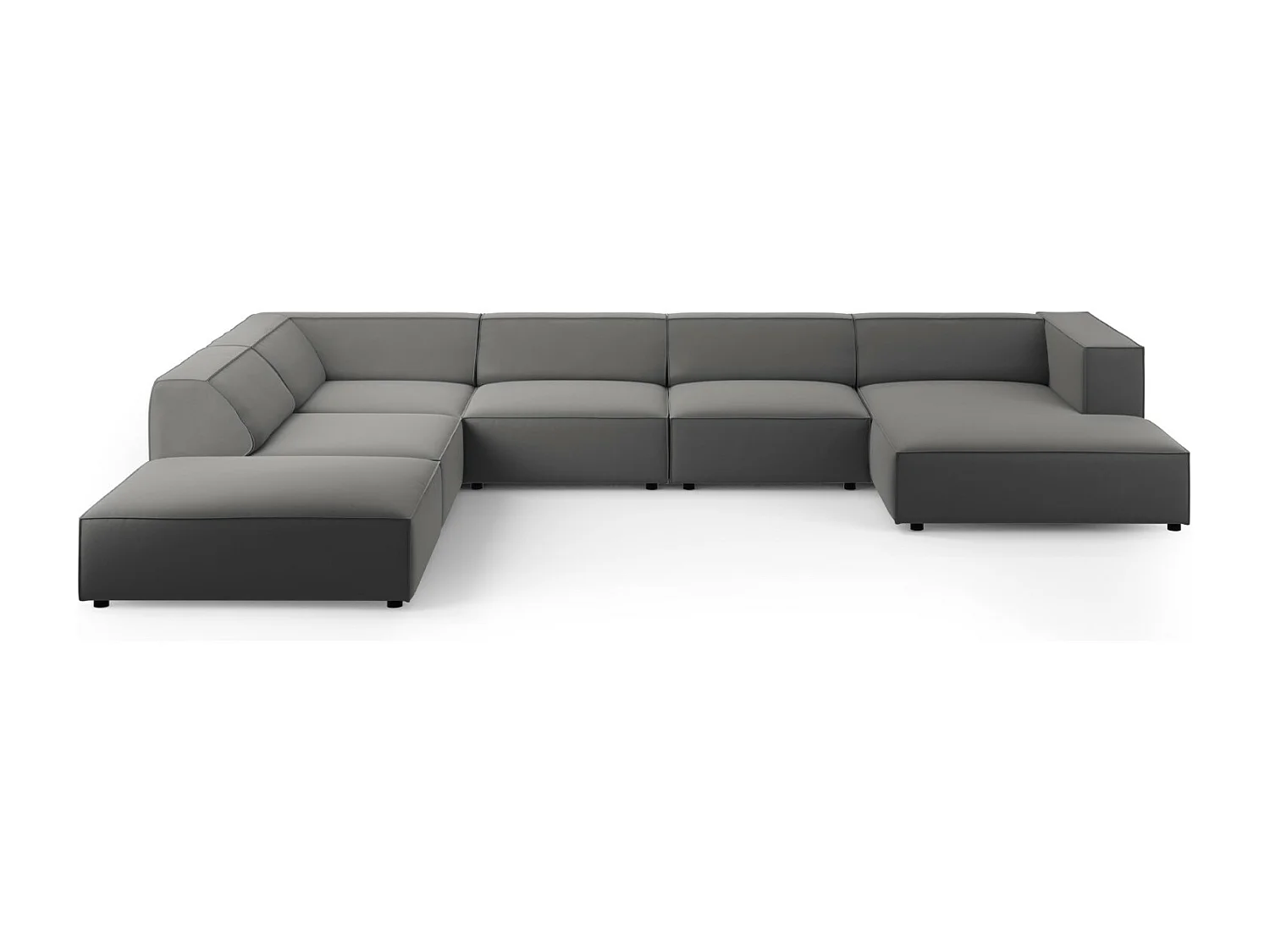 Cosmopolitan Design - Sofá de canto panorâmico à esquerda "Arendal" 7 lugares em veludo cimento - 364x262x70cm