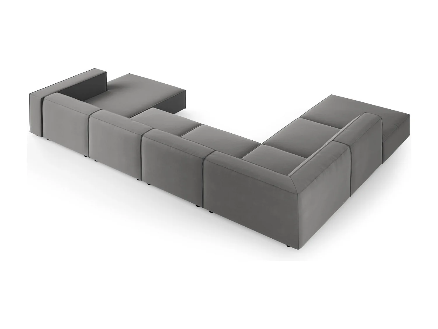 Cosmopolitan Design - Sofá de canto panorâmico à esquerda "Arendal" 7 lugares em veludo cimento - 364x262x70cm