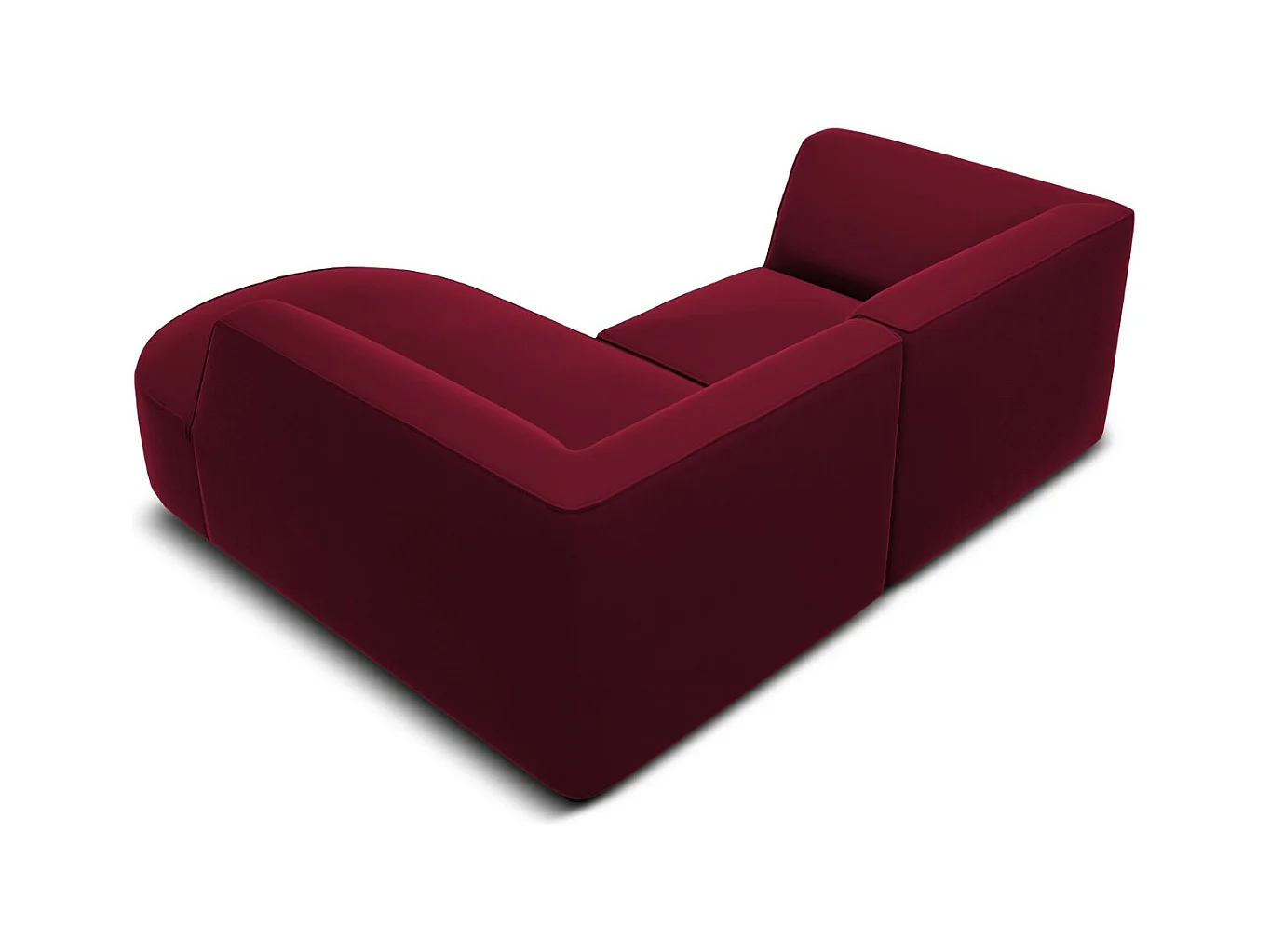 CXL by Christian Lacroix - Canapé d'angle droit "Charles" 3 places en velours rouge - 186x180x69cm