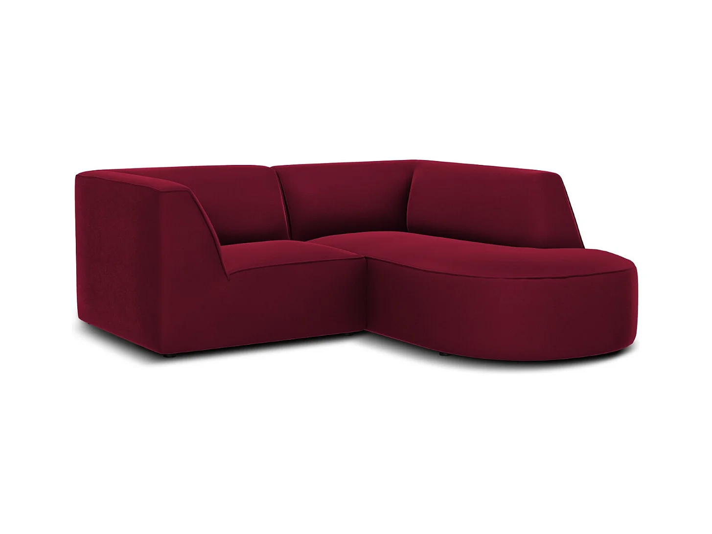 CXL by Christian Lacroix - Canapé d'angle droit "Charles" 3 places en velours rouge - 186x180x69cm