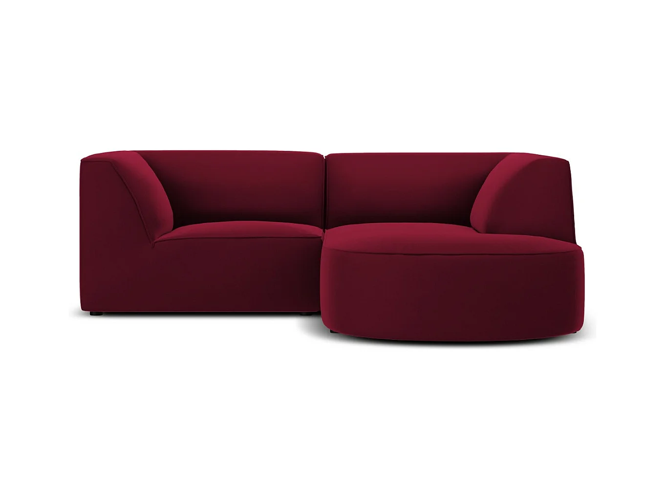 CXL by Christian Lacroix - Canapé d'angle droit "Charles" 3 places en velours rouge - 186x180x69cm