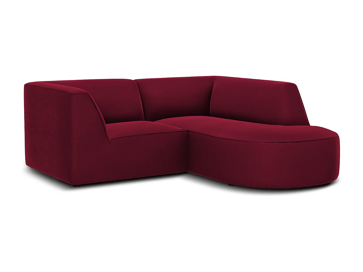 CXL by Christian Lacroix - Sofá de canto direito "Charles" 3 lugares em veludo vermelho - 186x180x69cm